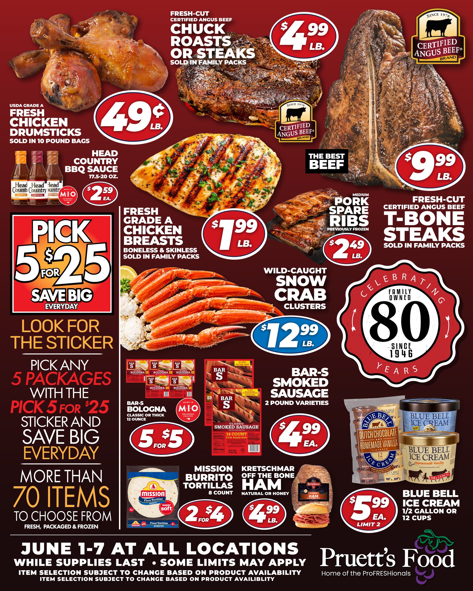 Pruett's Food Facebook ad: Pruett's - Meat Sale and MORE!
