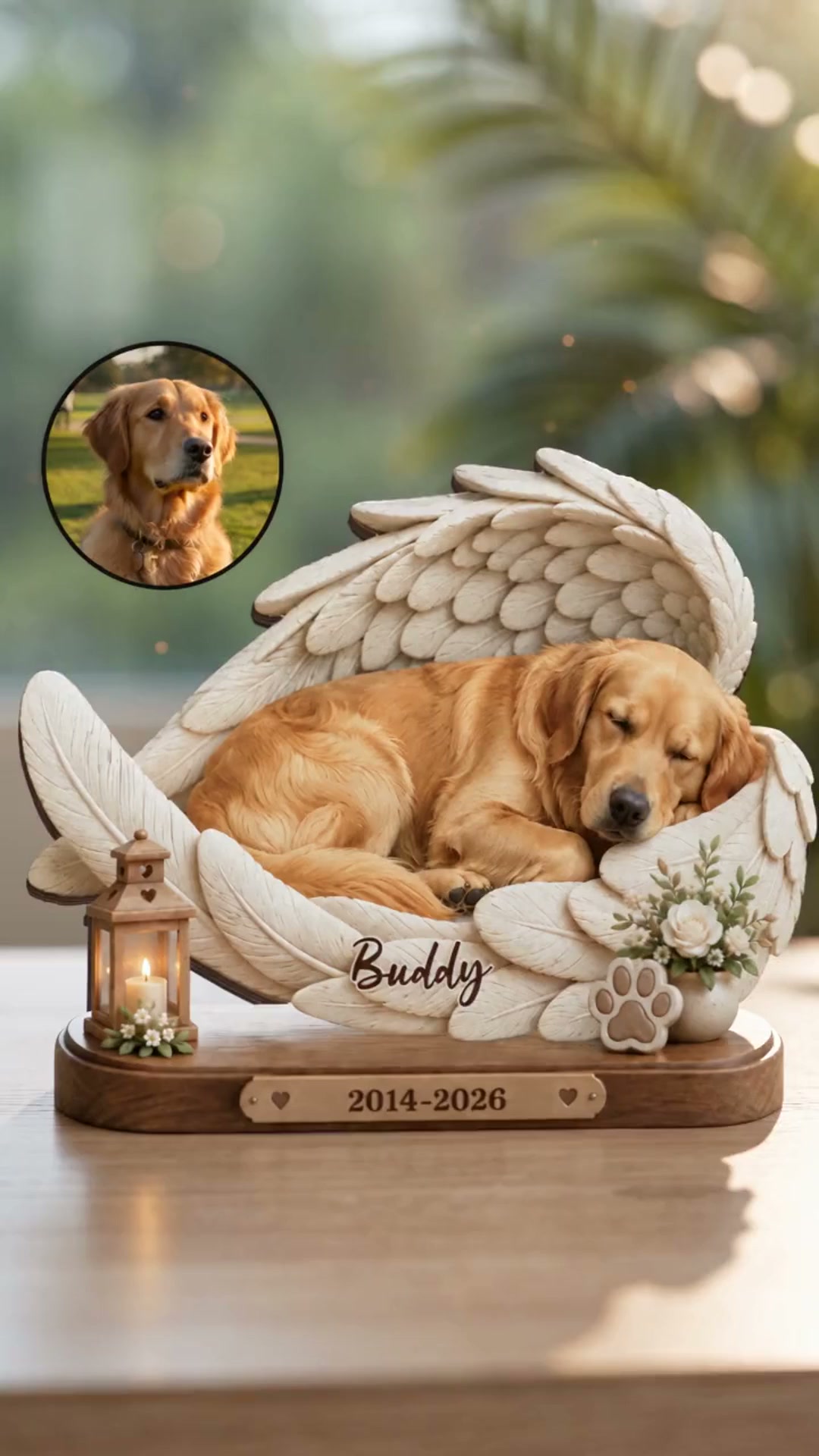 Callie Gifts Facebook ad: Pet Photo Angel Wings Wooden Figurine, Dog Memorial…