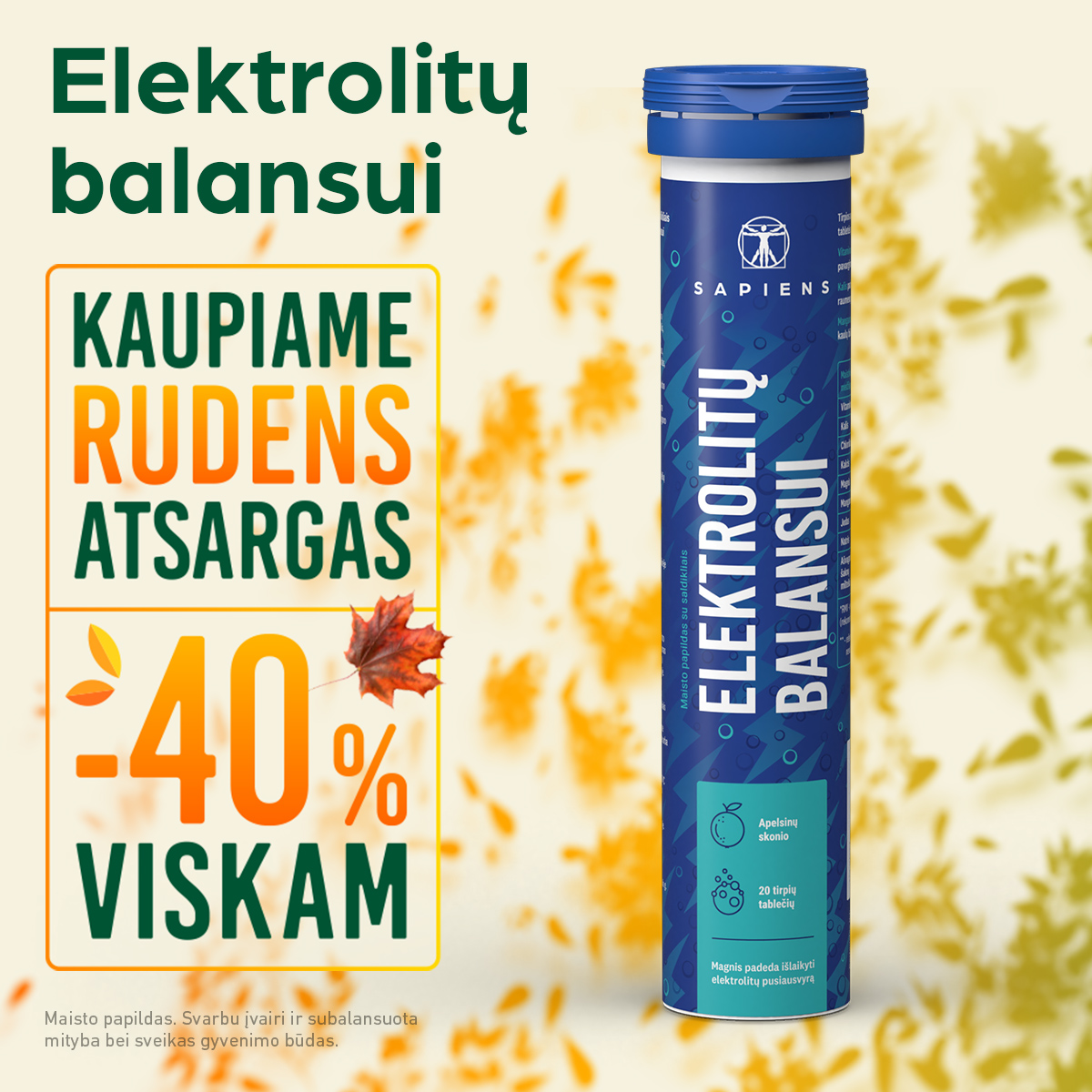Sapiens Facebook ad: ELEKTROLITŲ BALANSUI -40%