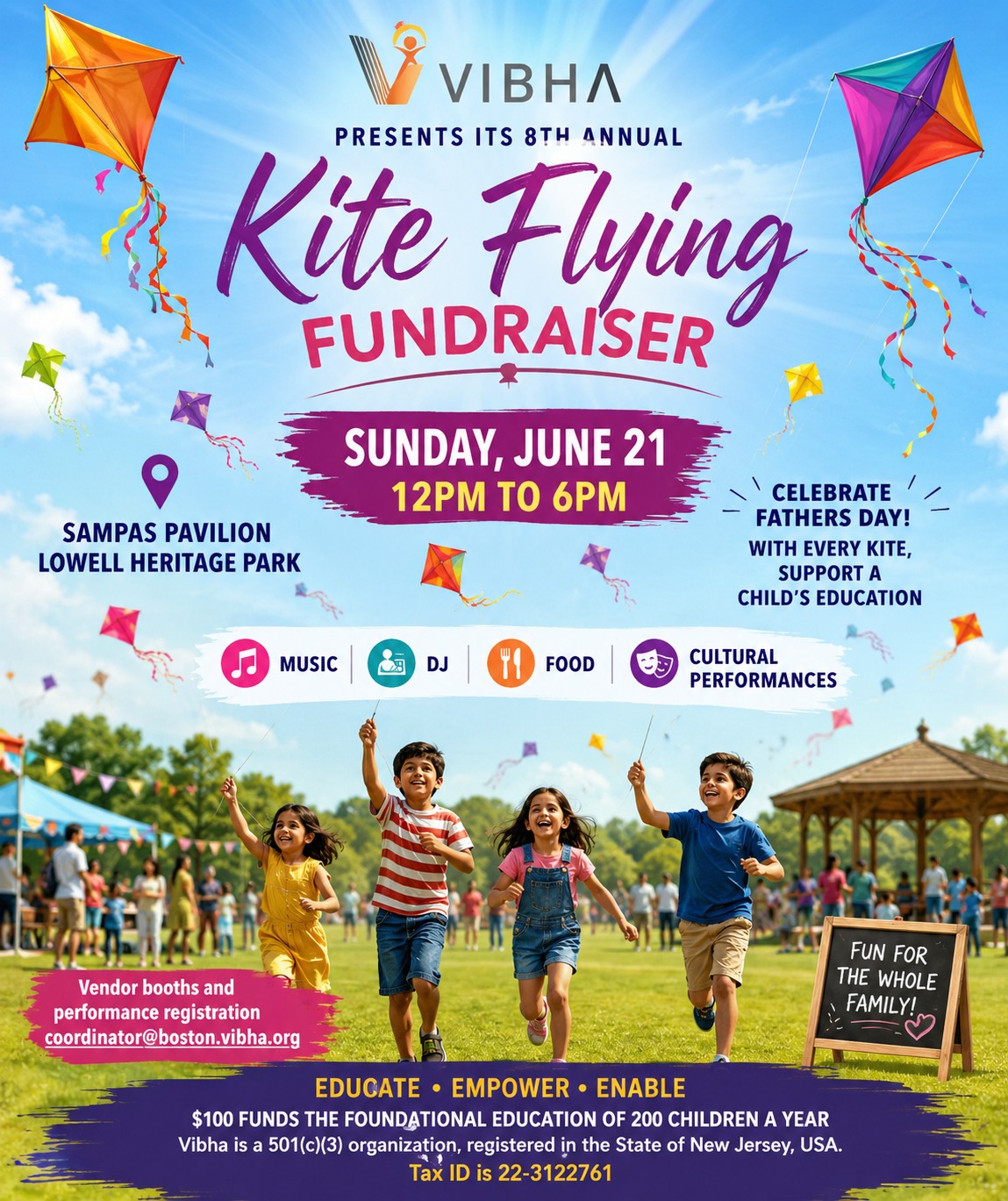 Vibha Boston Facebook ad: Kite Flying Fundraiser 2026