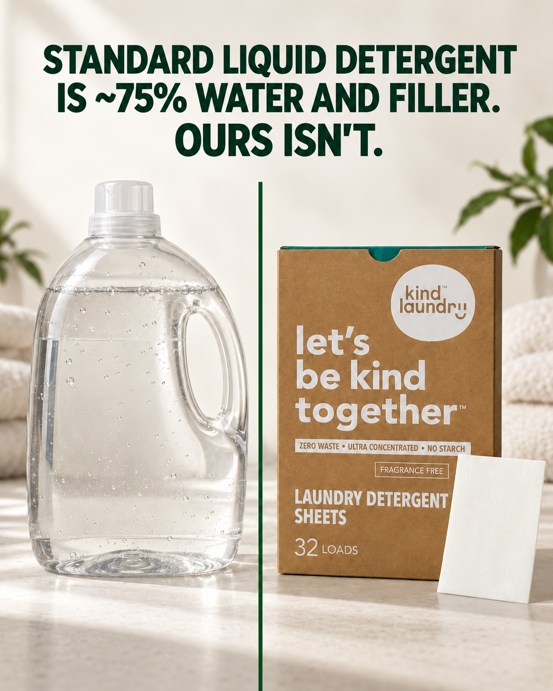 Kind Laundry Facebook ad: EWG Verified. Zero plastic. 100% active cleaning chemistry.