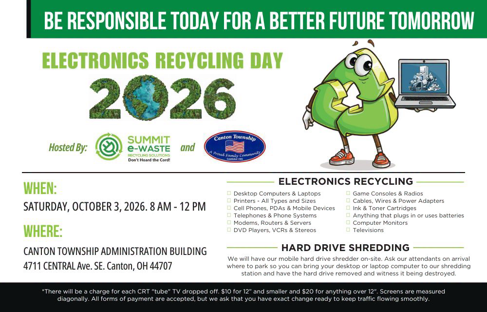 Summit e-Waste Recycling Solutions Facebook ad: Canton Township Electronics Recycling Day 2026