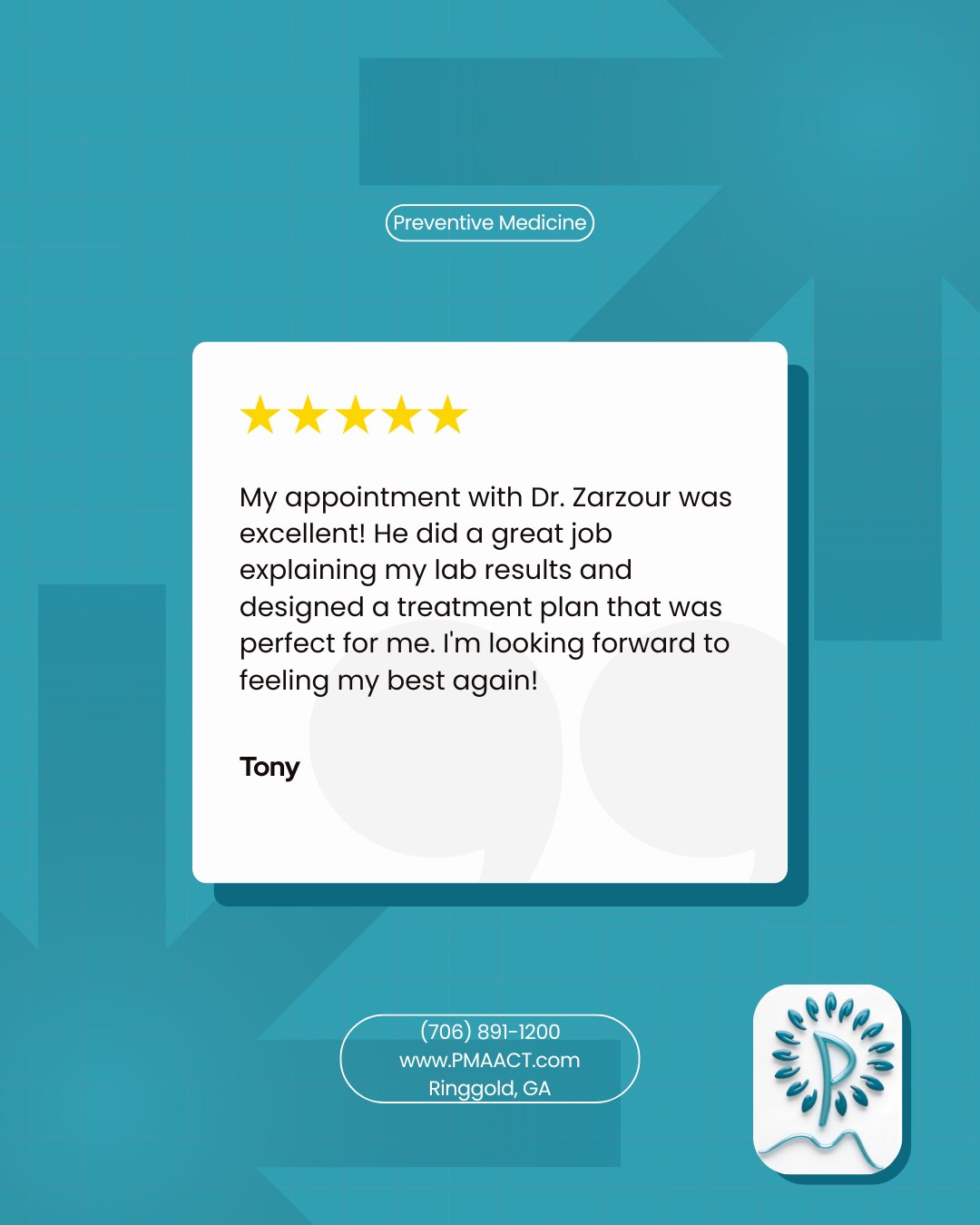 Preventive Medicine Anti-Aging Chelation Therapy Facebook ad: 5-Star Review Spotlight!