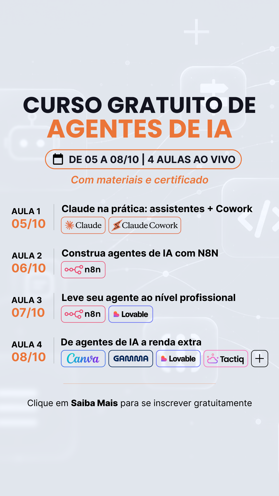 Daxus Brasil II Facebook ad: Curso de Agentes de IA 100% GRATUITO