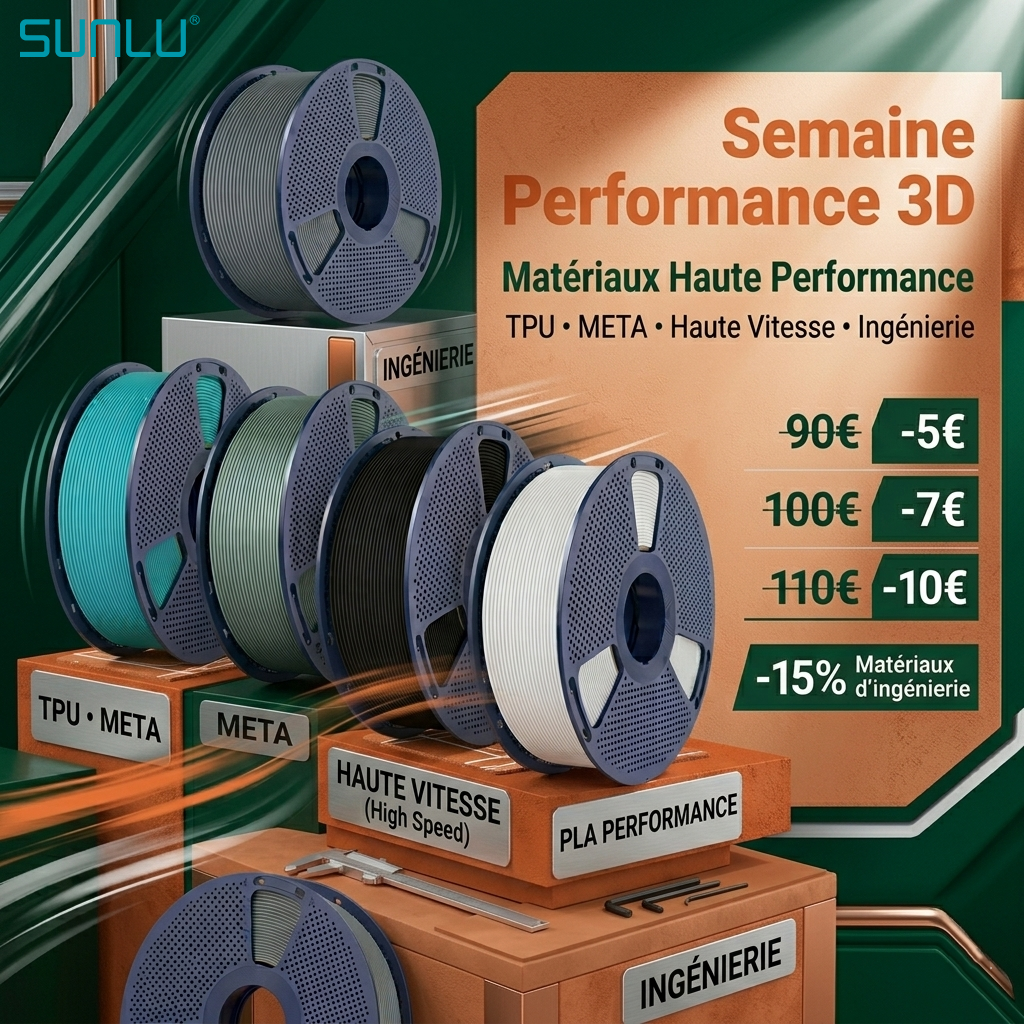 SUNLU FR Facebook ad: SUNLU Semaine Spéciale: L’Esprit du Tennis & l’Innovation 3D