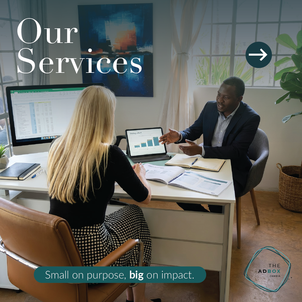 The AdBox Zambia Facebook ad: Small on purpose, big on impact.