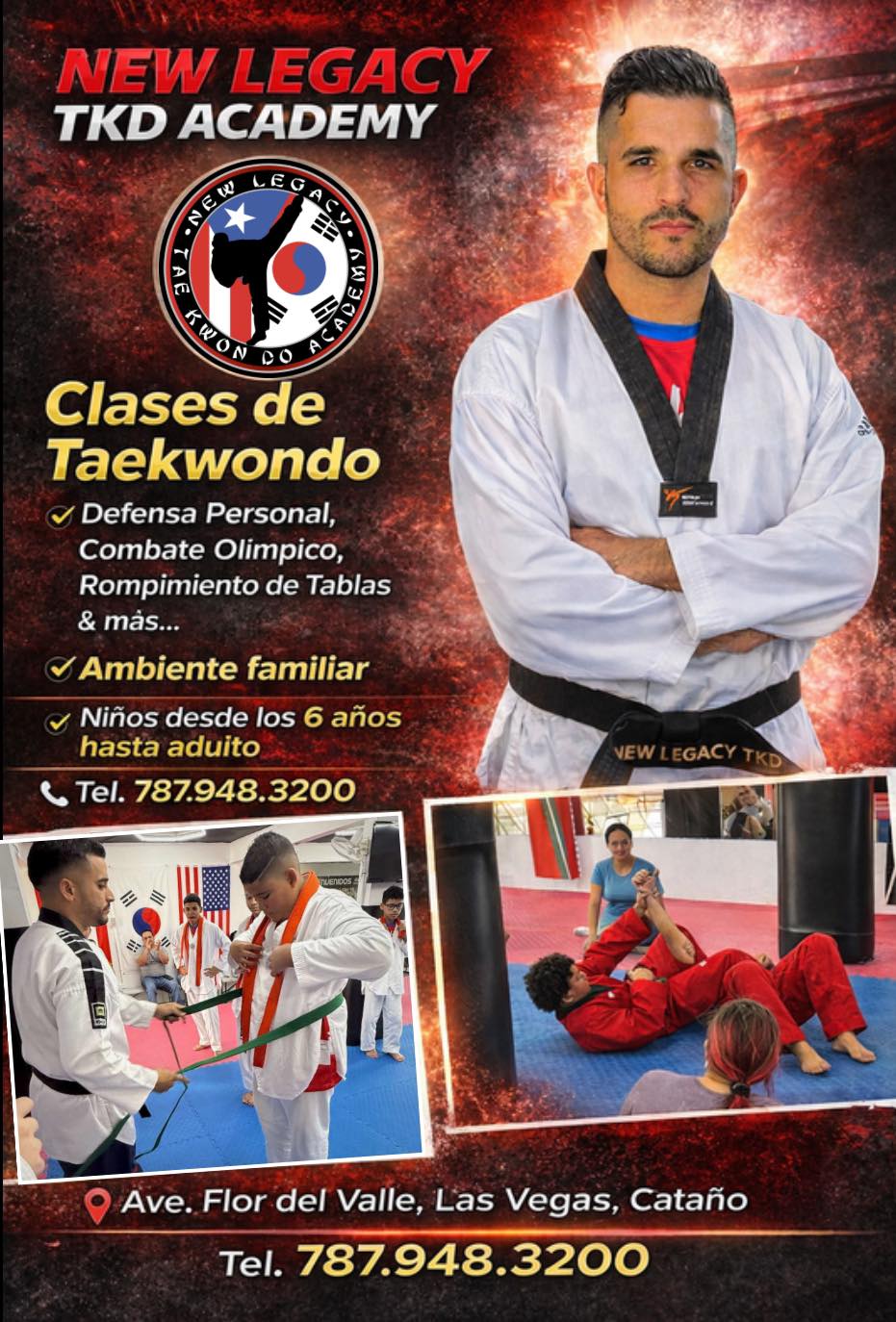 New Legacy Taekwondo Academy Facebook ad: ATENCIÓN CATAÑO Y ÁREAS CERCANAS