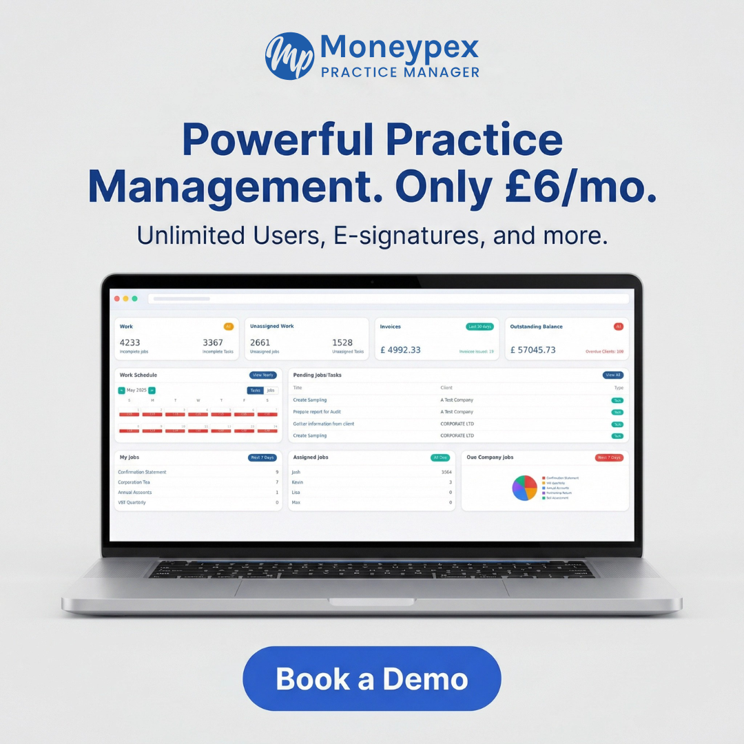 Moneypex Practice Manager Facebook ad: Unlimited Users. One Simple Price. Just £6/mo.