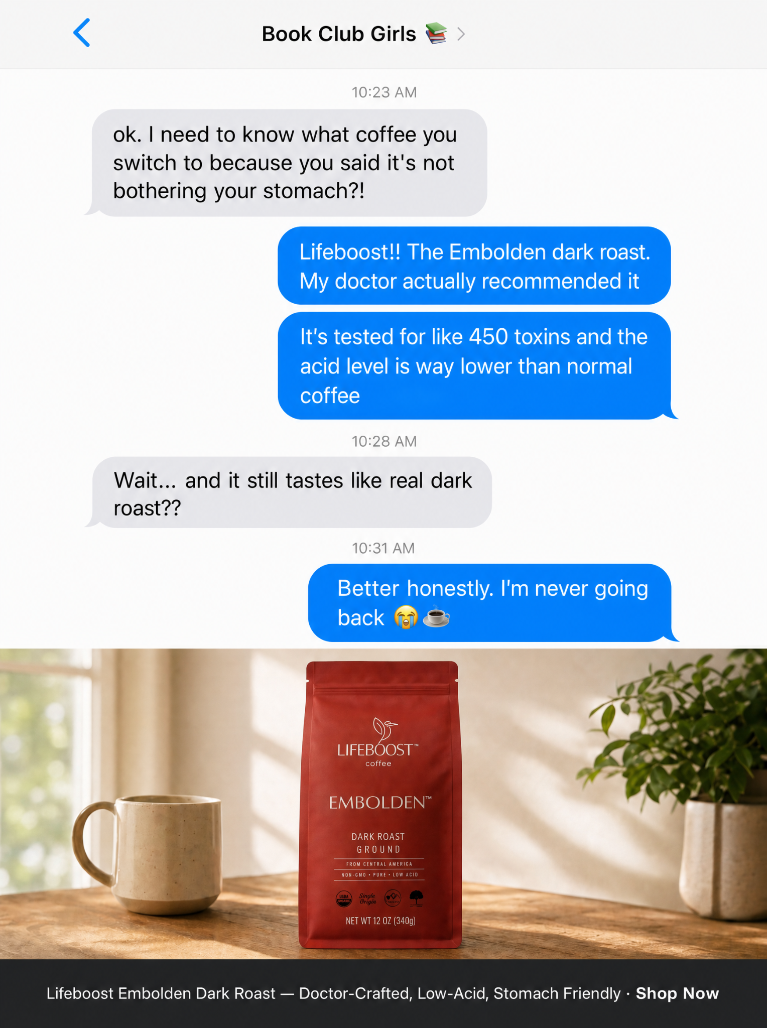Lifeboost Coffee Facebook ad