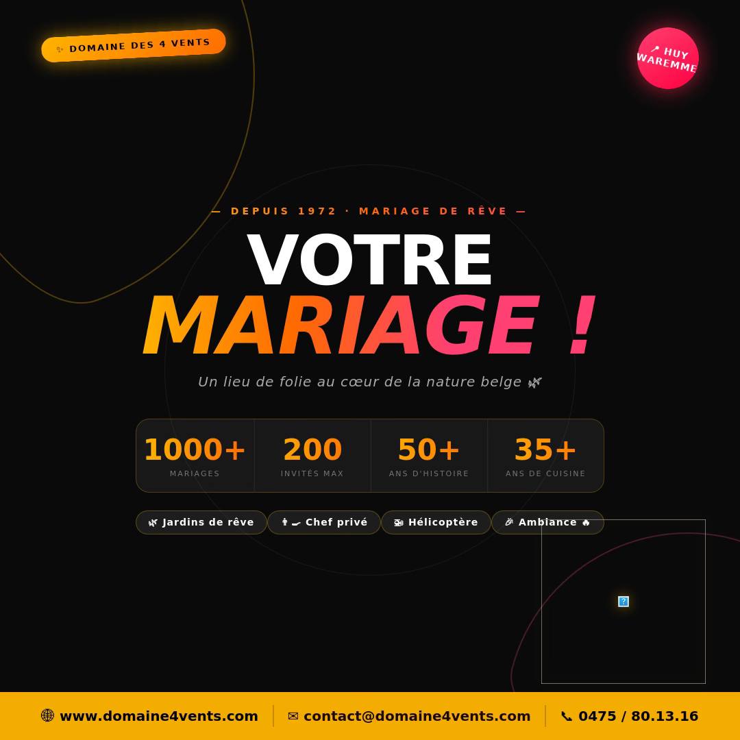 Domaine des 4 Vents Facebook ad: Ton mariage de DINGUE, c'est ici!