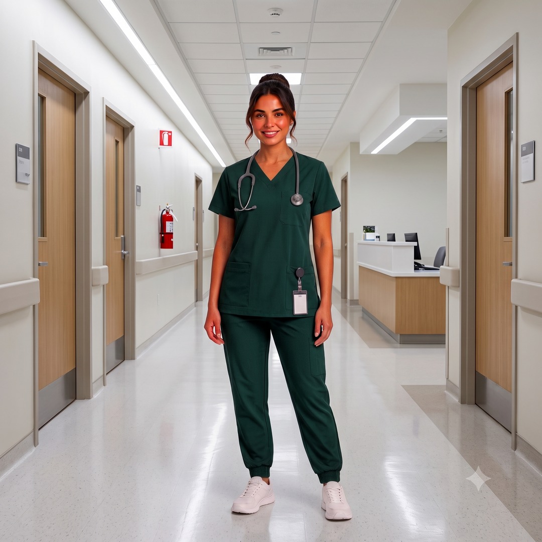 Trendy Fashion Facebook ad: 15% OFF Premium Medical Scrubs Feel the Premium…