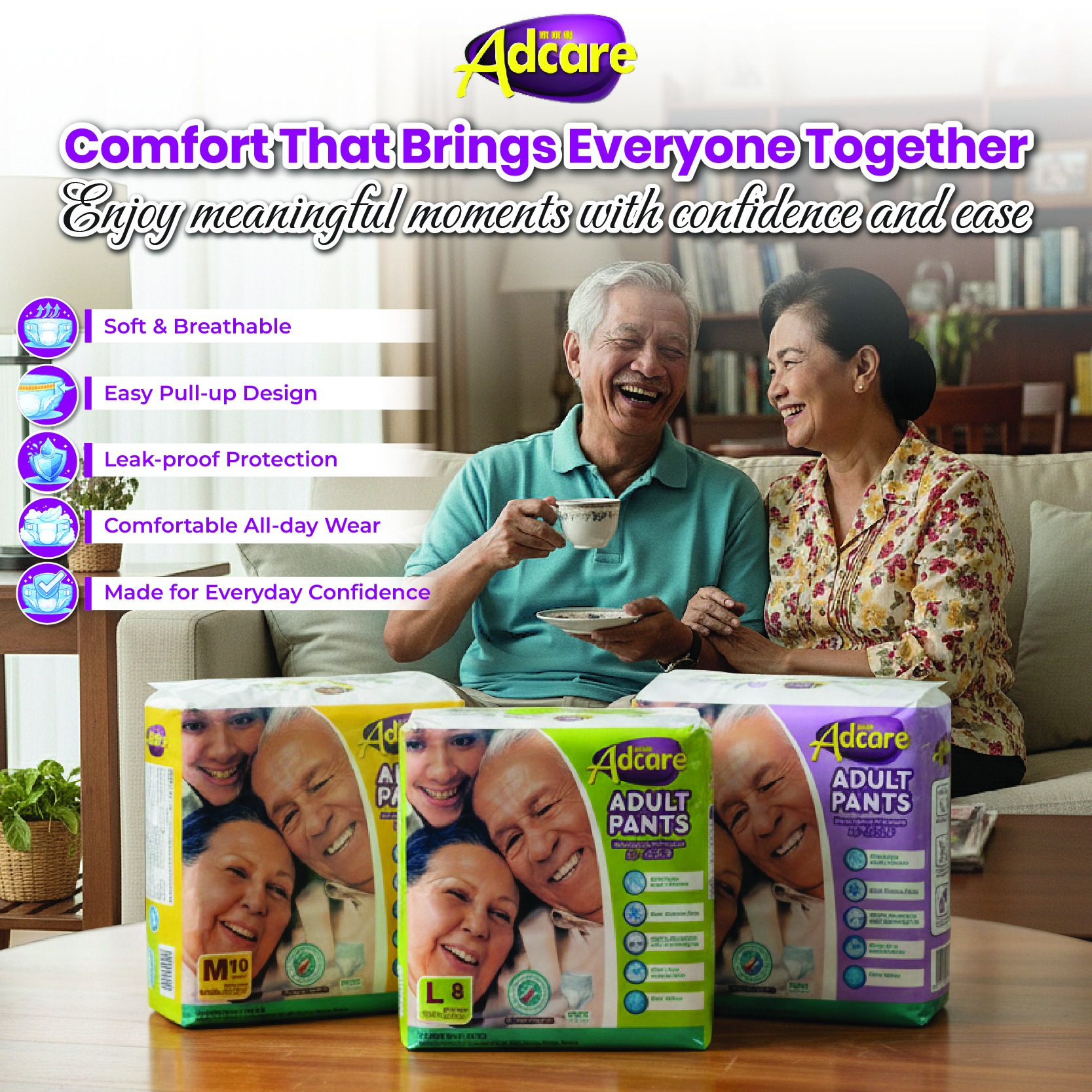 Adcare Malaysia Facebook ad: The best moments are the ones shared together.