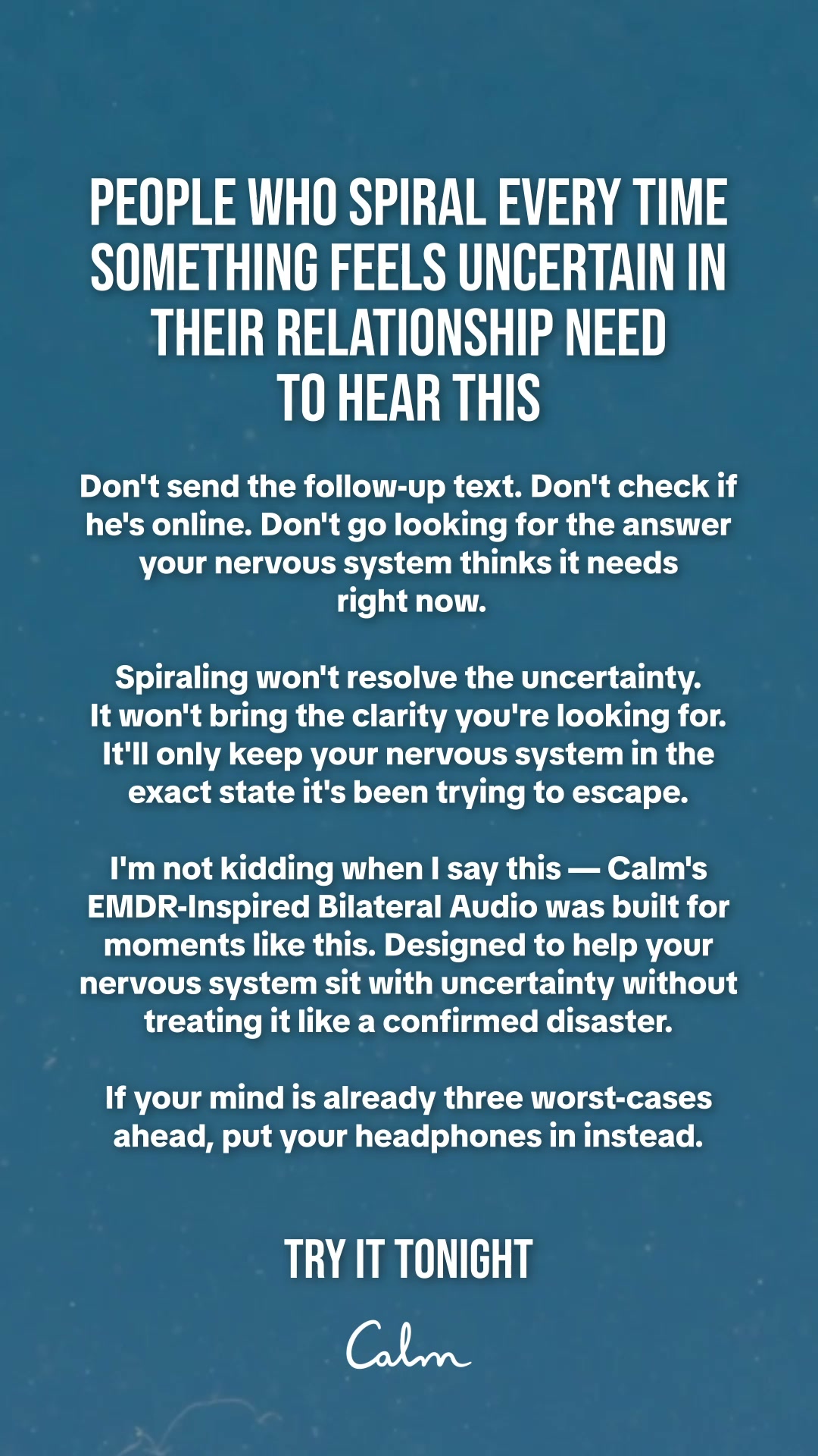 Calm Facebook ad: BREAK THE OVERTHINKING LOOP