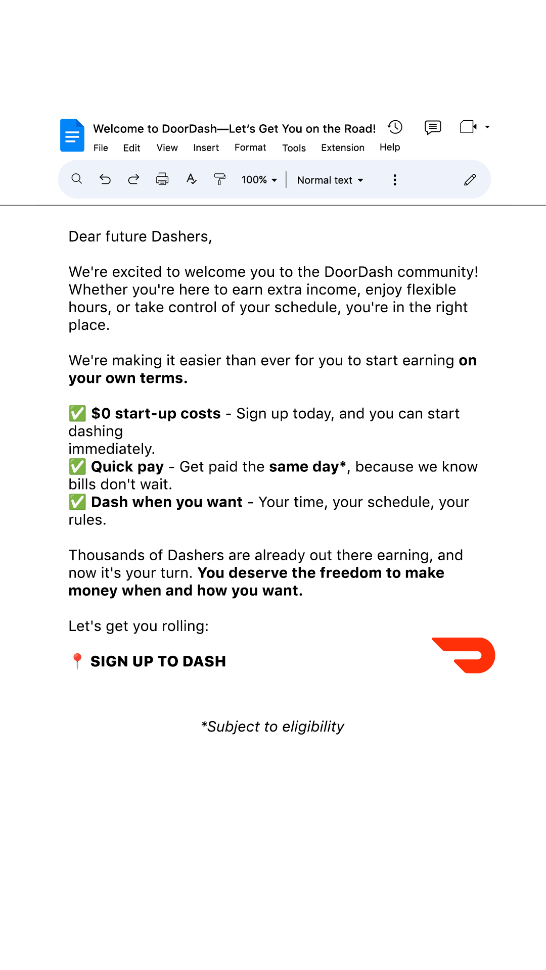 DoorDash Australia Facebook ad