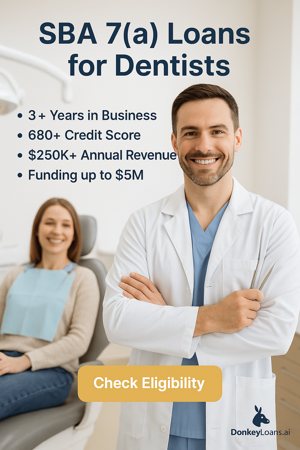 DonkeyLoans Facebook ad: SBA 7(a) Loans for Dentists