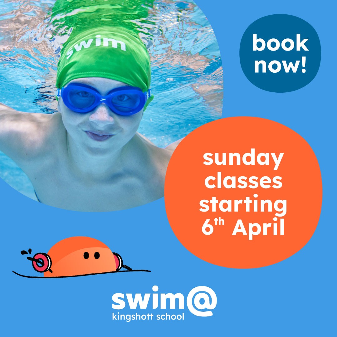 Swim Kingshott School Facebook ad: Sunday Lessons Available | Book Online