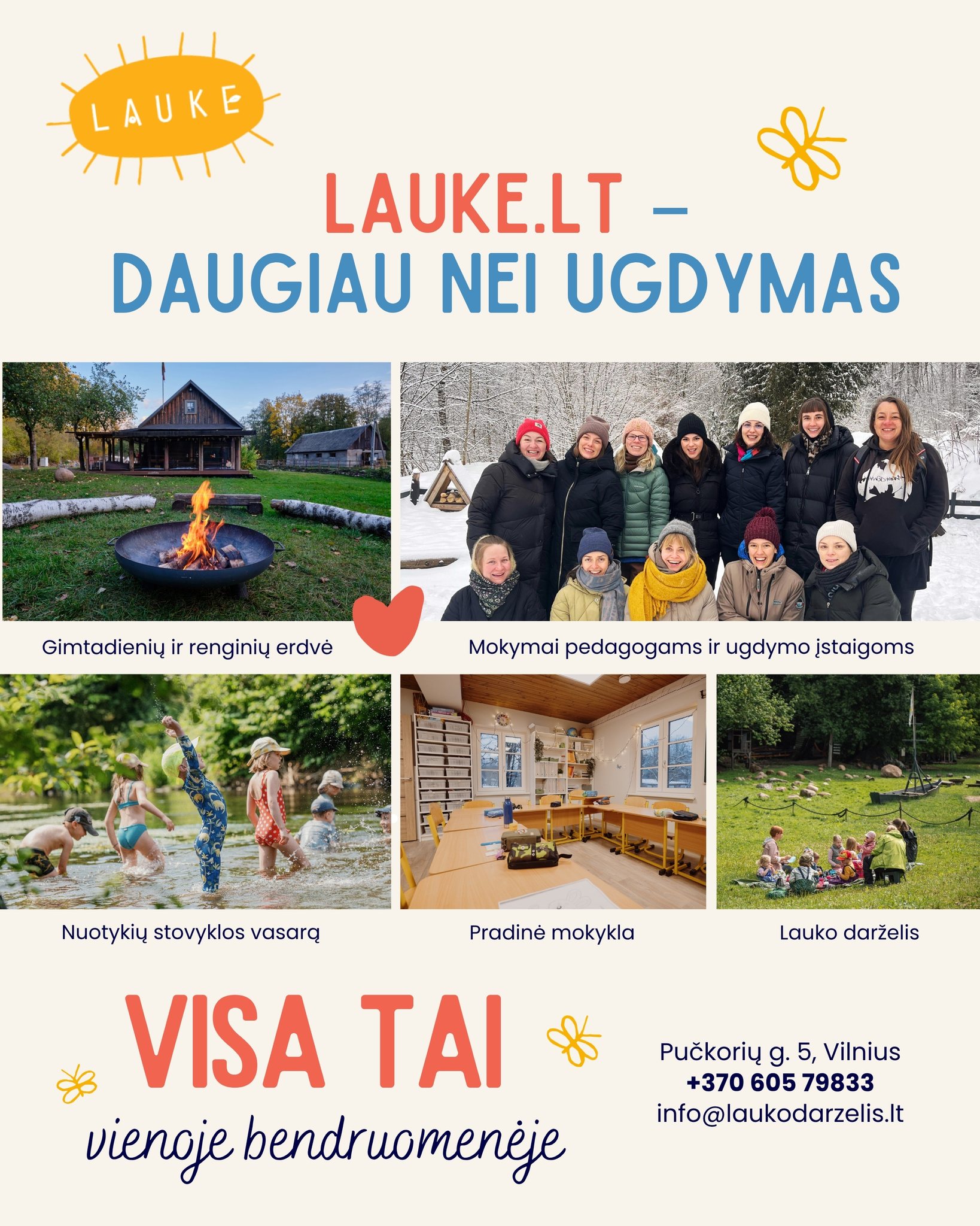Lauko darželis-mokykla Facebook ad: Privatus Vaikų Lauko Darželis ir Pradinė Mokykla Vilniuje