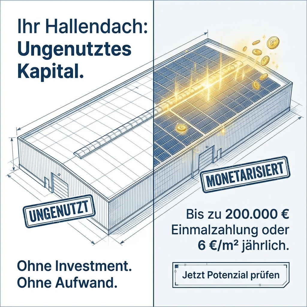 FlaechenVerpachten.de Facebook ad: Solar-Mietrechner zeigt direkt den Wert Ihres Daches!