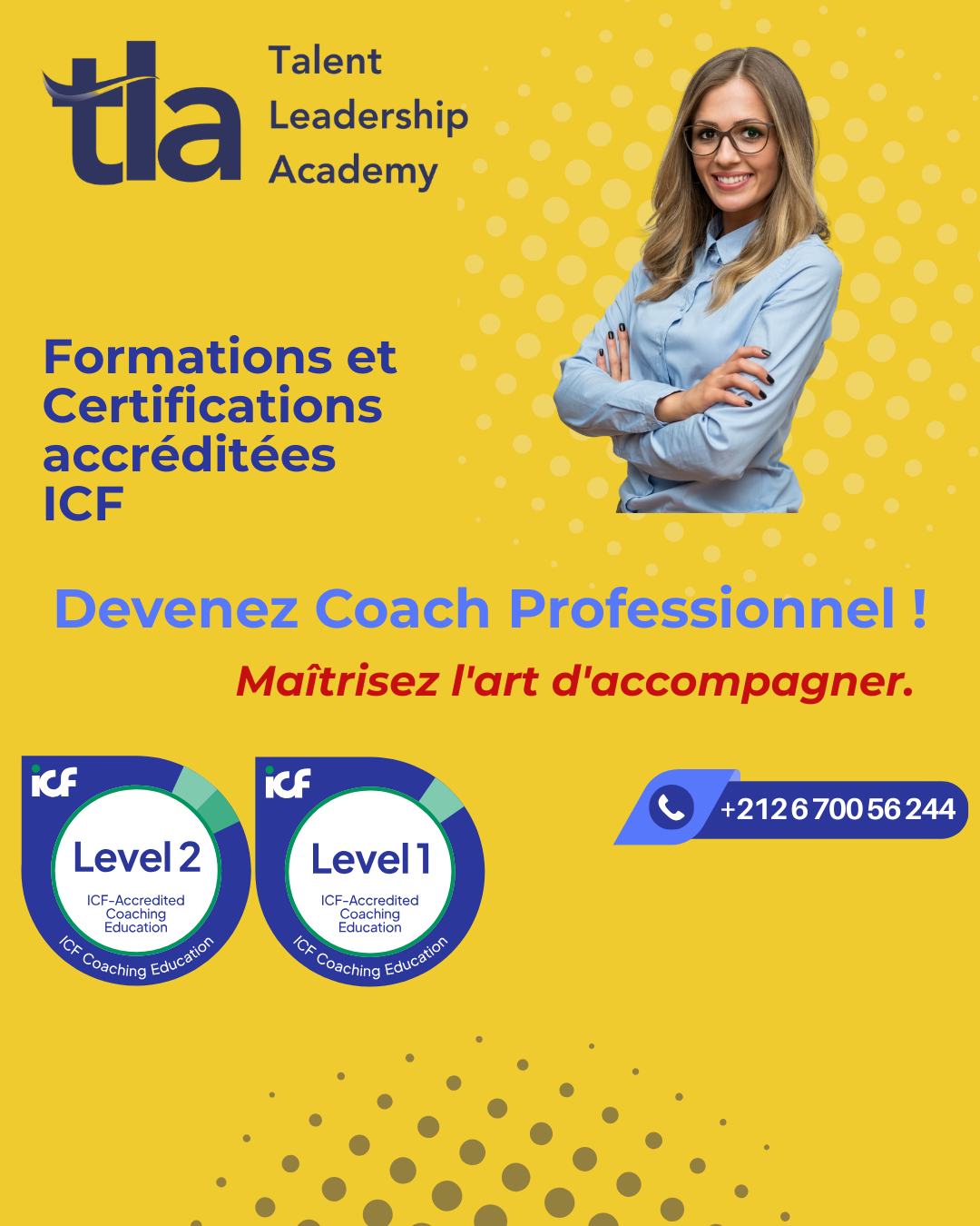 Talent Leadership Academy Facebook ad: Devenez Coach Certifié ICF: Lancez votre carrière…