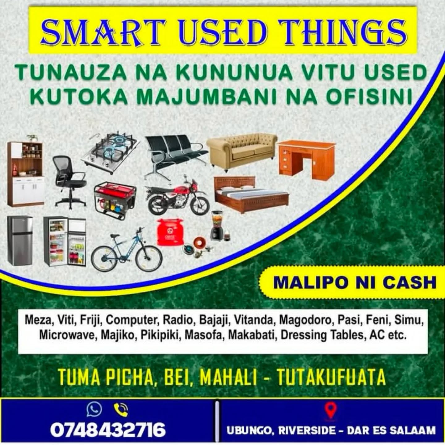 usedsmart_tz Facebook ad: Tunanunua Fridge, vitanda, sofa, kabati, AC, magodoro…