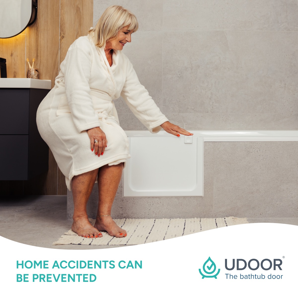 UDOOR bathtub door Facebook ad: Content Warning, Sensitive Topic
