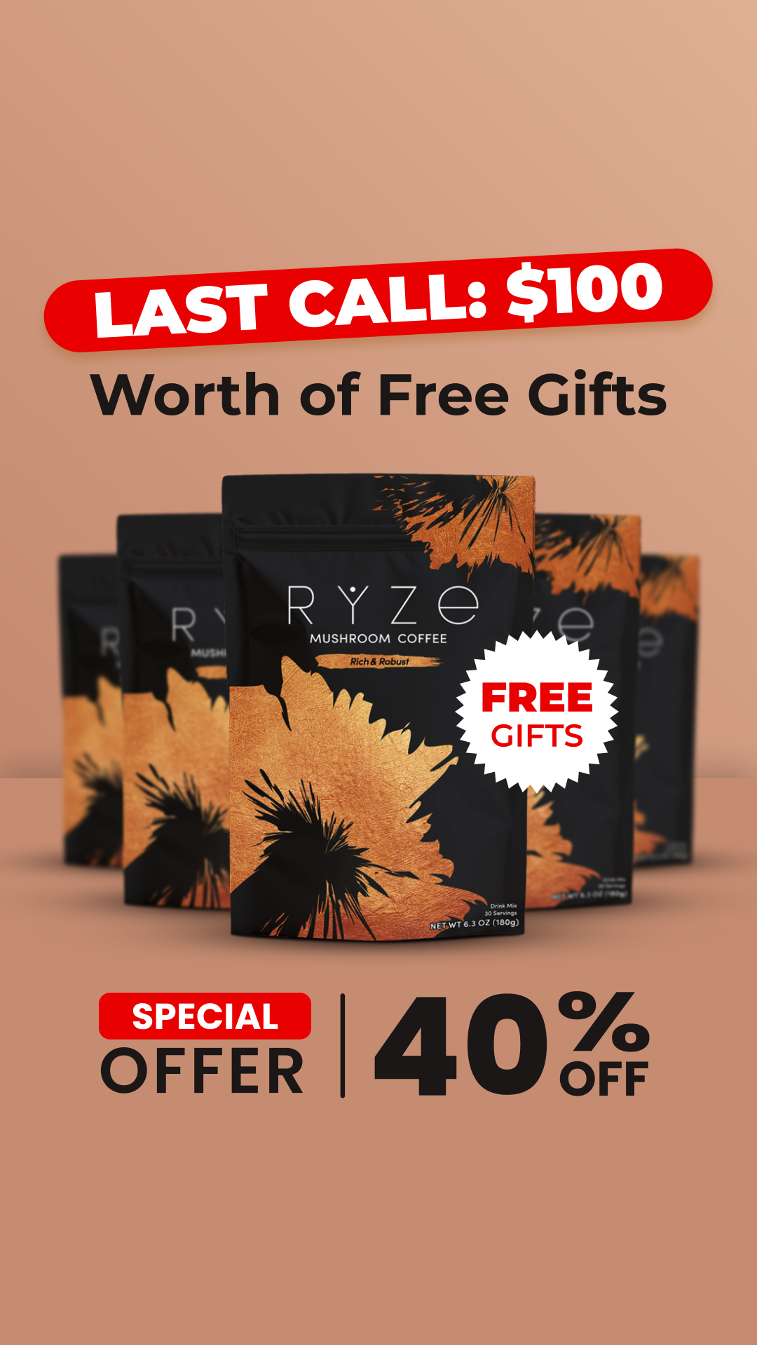 RYZE Superfoods Facebook ad