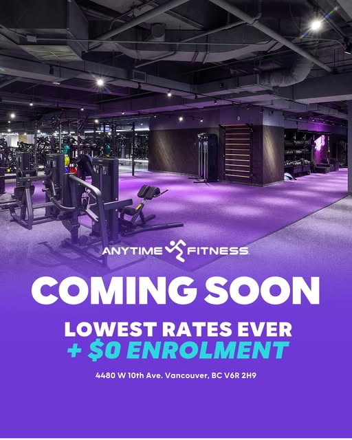 Anytime Fitness Point Grey Facebook ad: UBC's New 24/7 Gym Vibes!