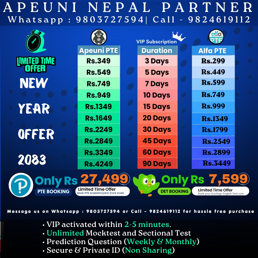 Apeuni Nepal Partner Facebook ad: ApeUni | Alfa PTE | Gurully VIP