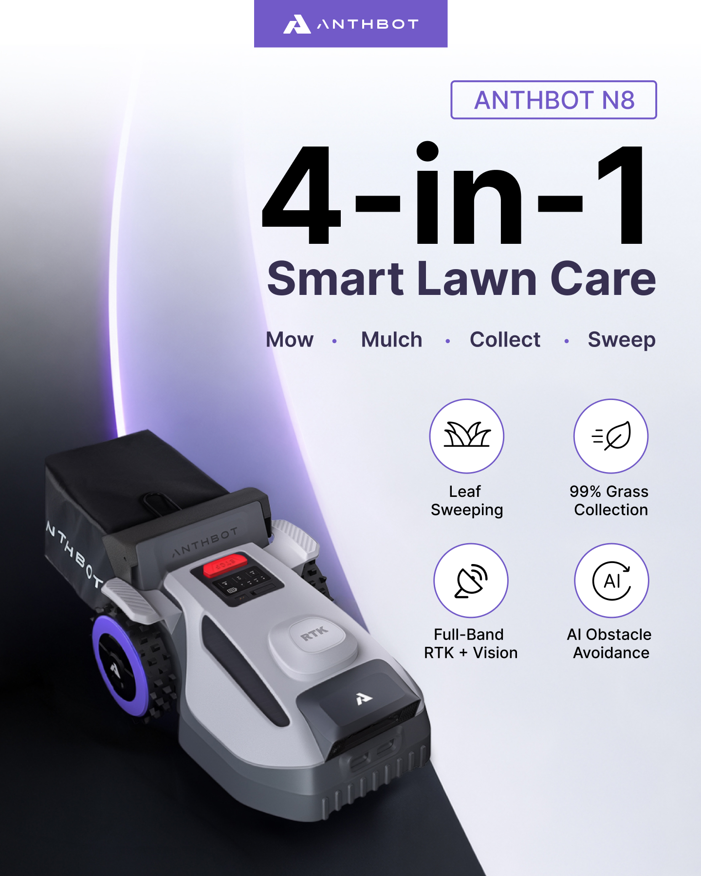 ANTHBOT Facebook ad: 4-in-1 Robot Lawn Mower