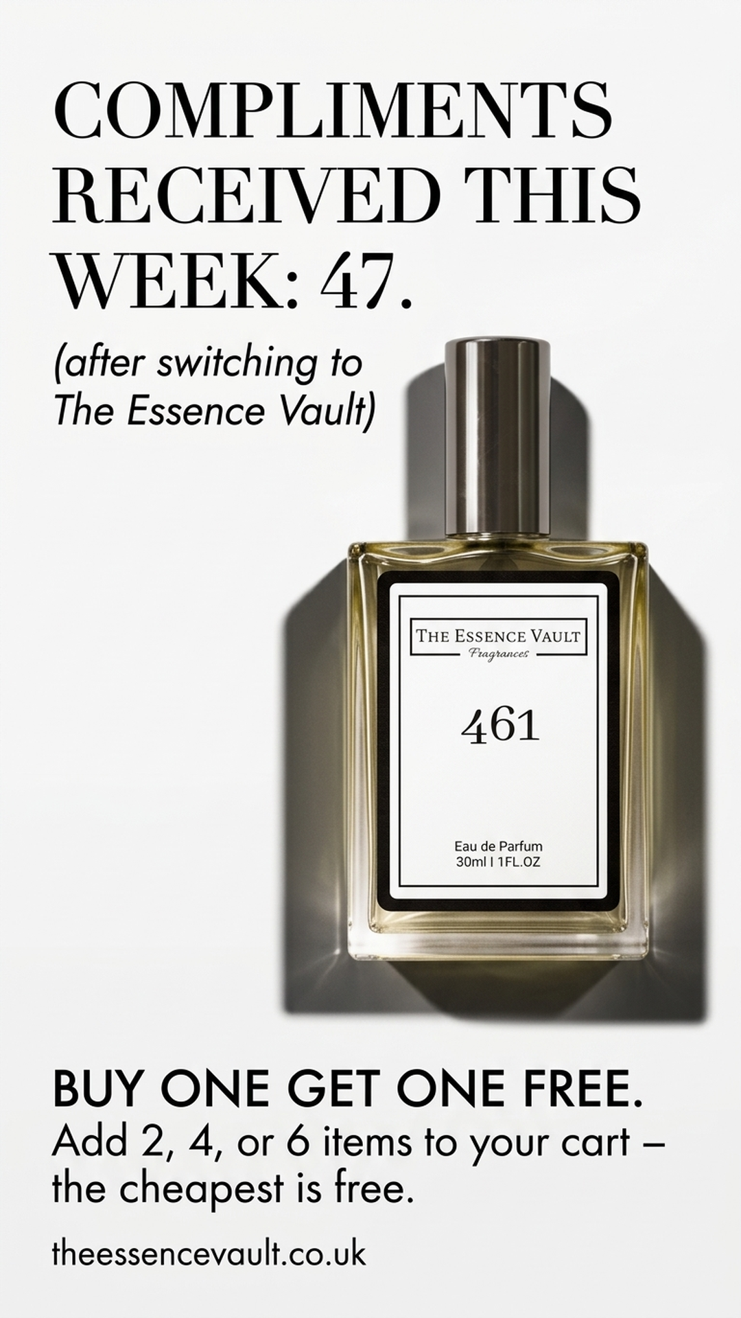 The Essence Vault Facebook ad from Mar 26, 2026
