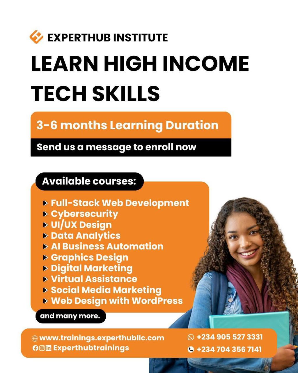 Experthub Institute Facebook ad: DEPLOY YOUR TECH CAREER TO THE US, UK…