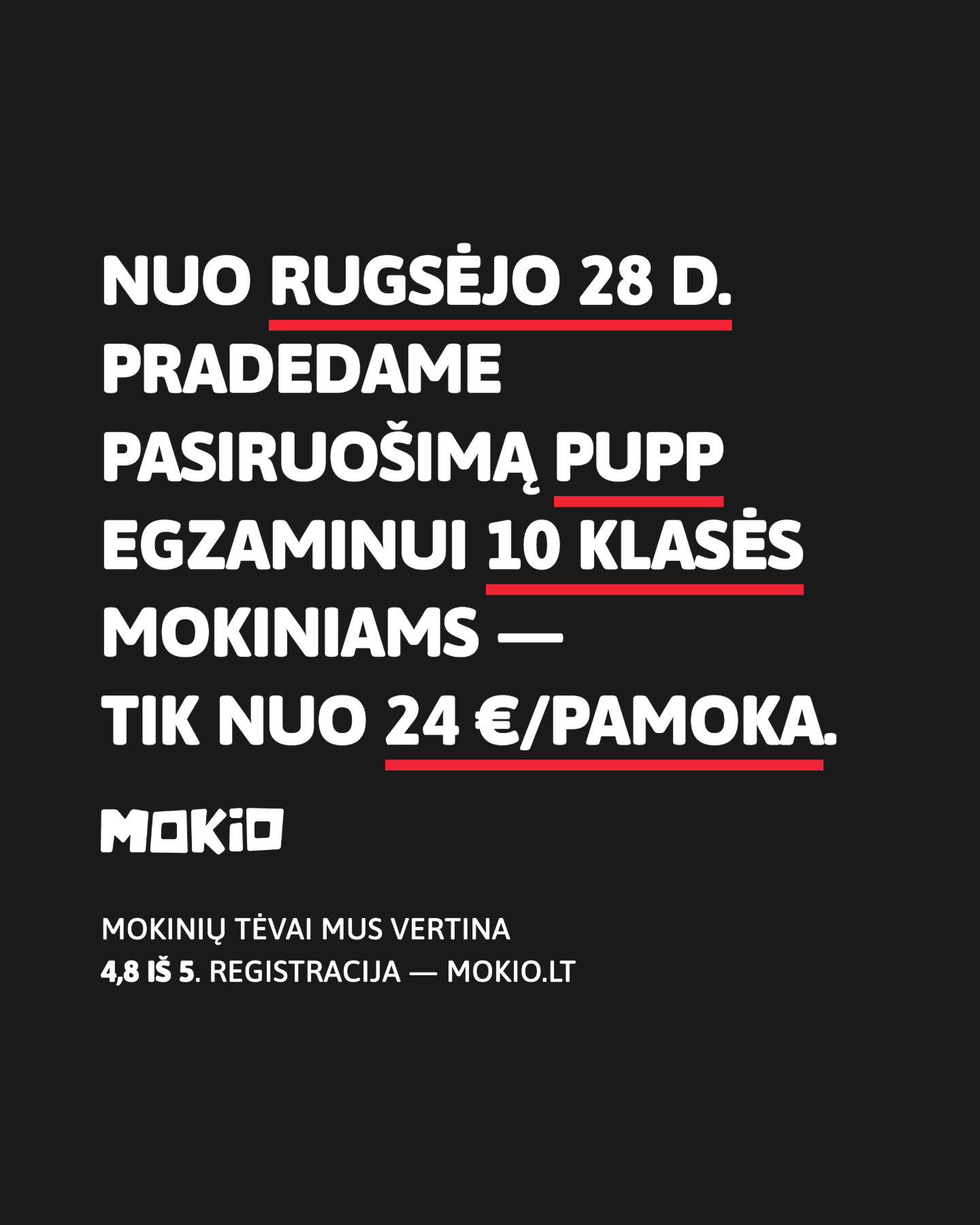 MOKIO Facebook ad: Pradėkite ruoštis PUPP