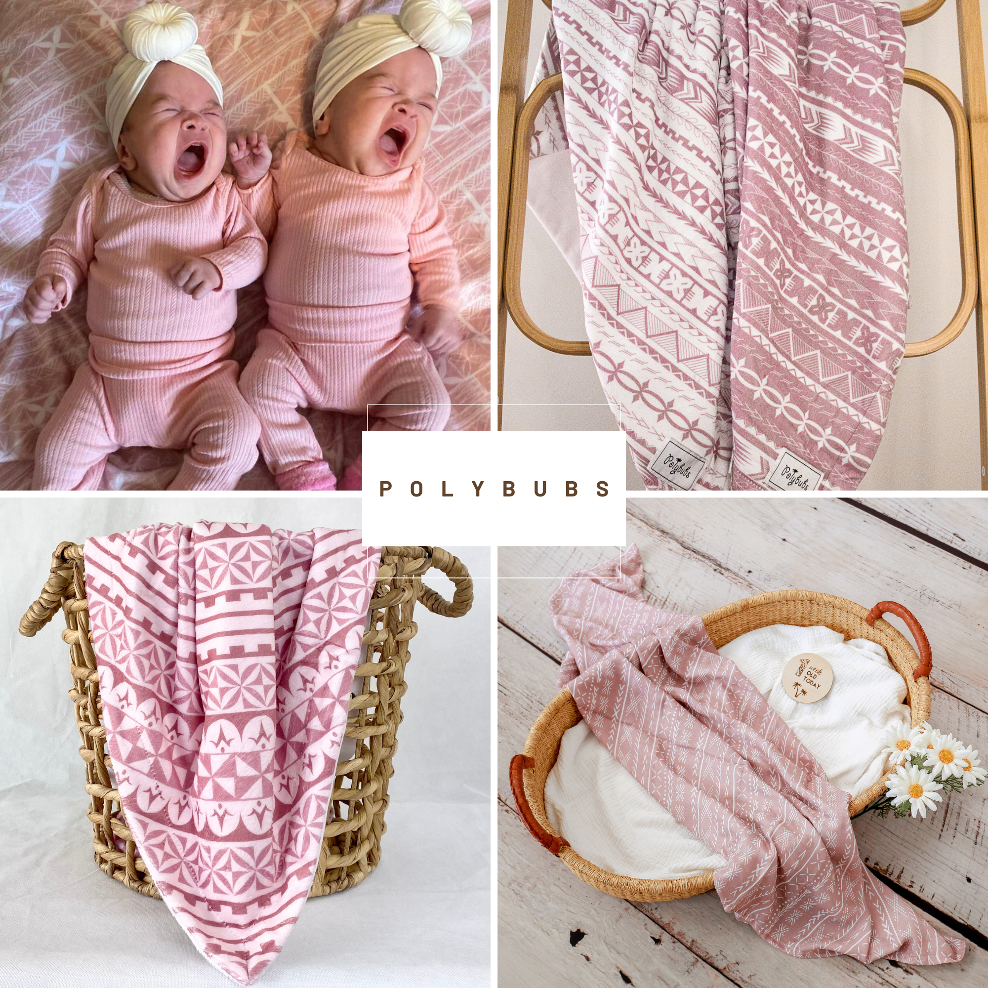 Polybubs Facebook ad: Pacific Inspired Baby Blankets