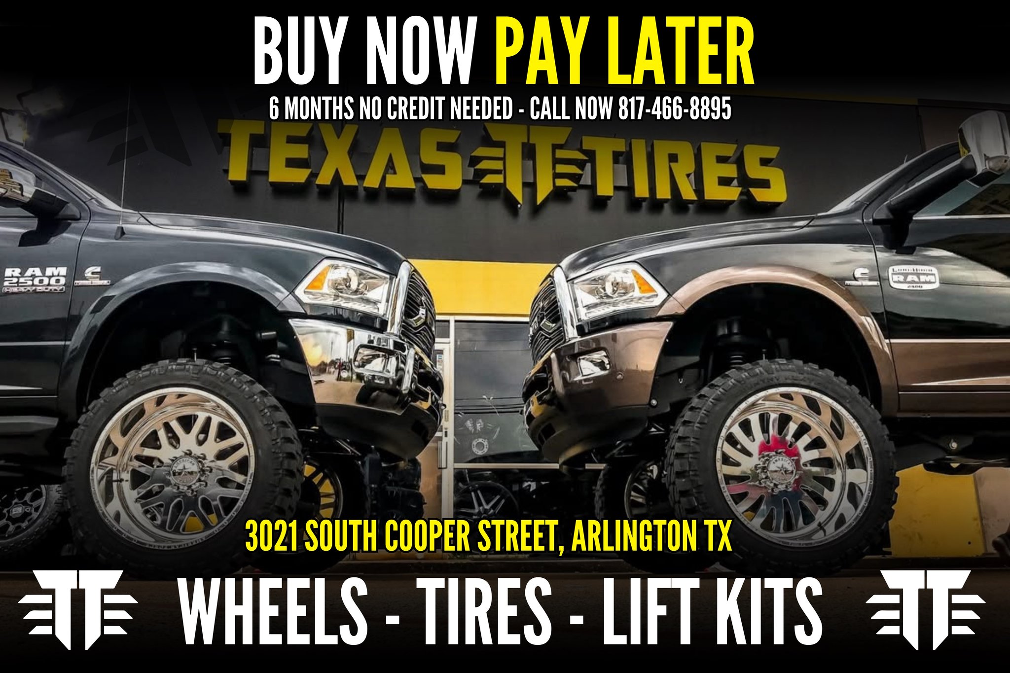 Texas Tires Arlington Facebook ad: Texas Tires Arlington is located 1 mile North…