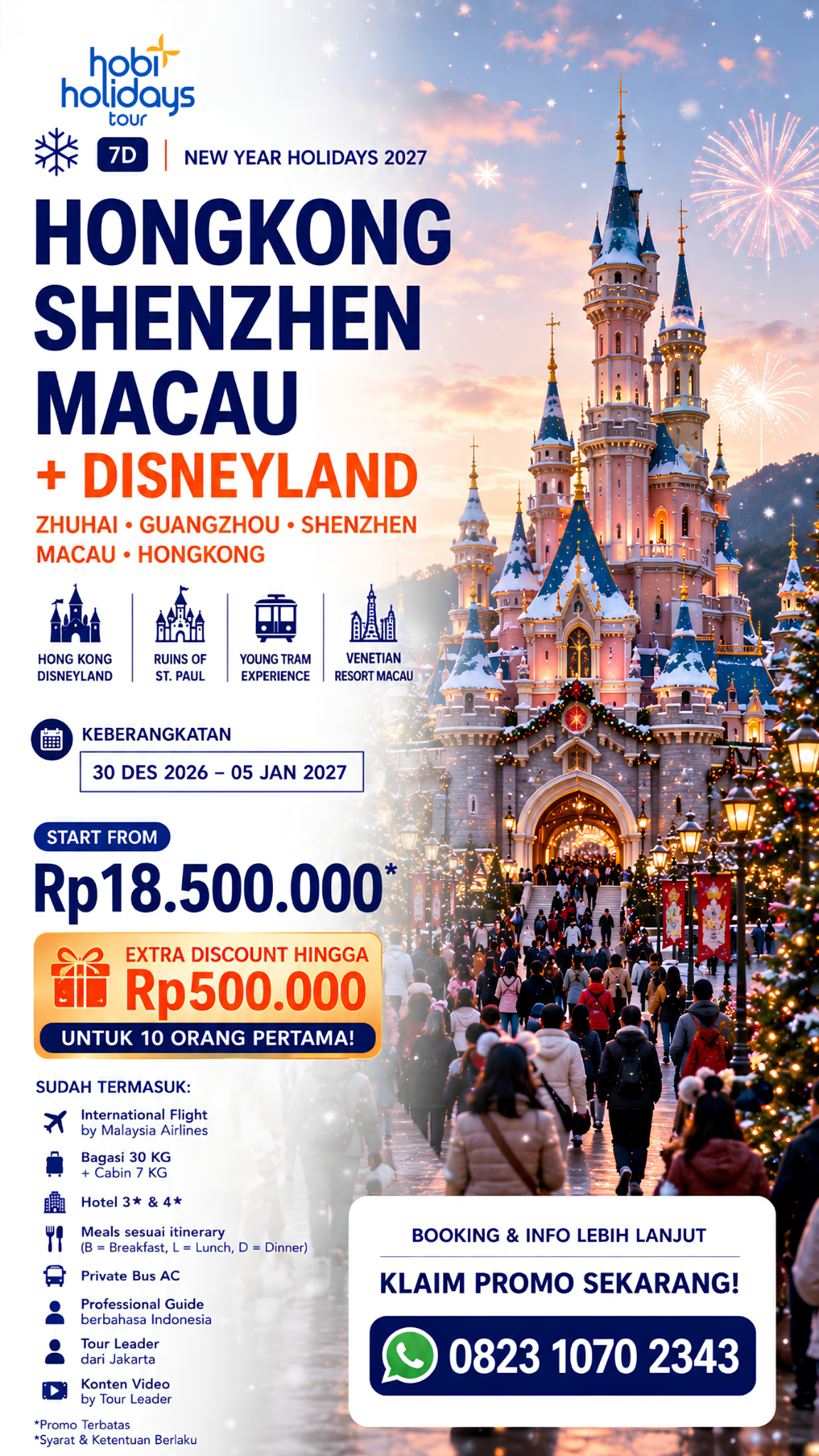 Hobiholidays Tours Facebook ad: AMANIN SEAT HONGKONG 30 DESEMBER CUKUP DP 3JT