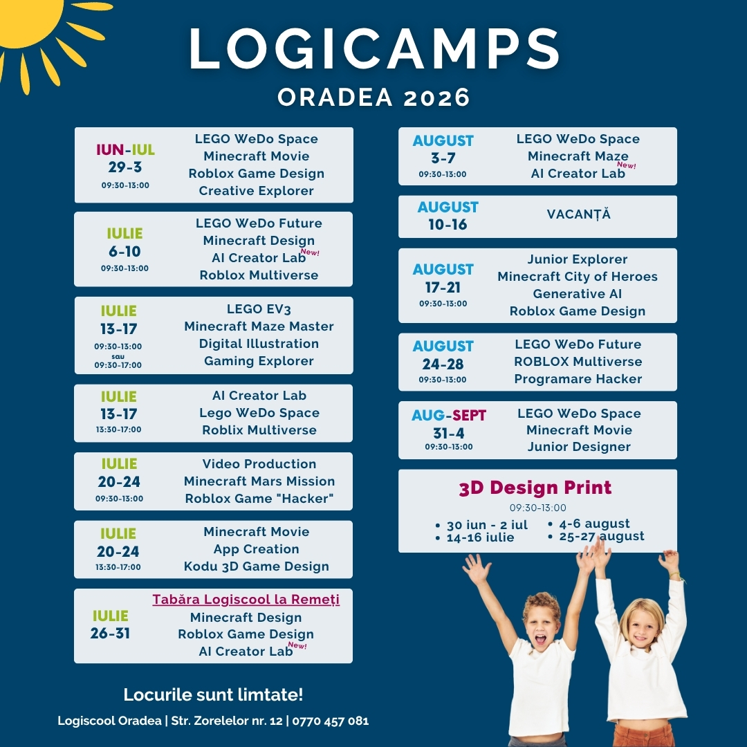 Logiscool Oradea Facebook ad: Cea mai tare aventură educațională a verii!