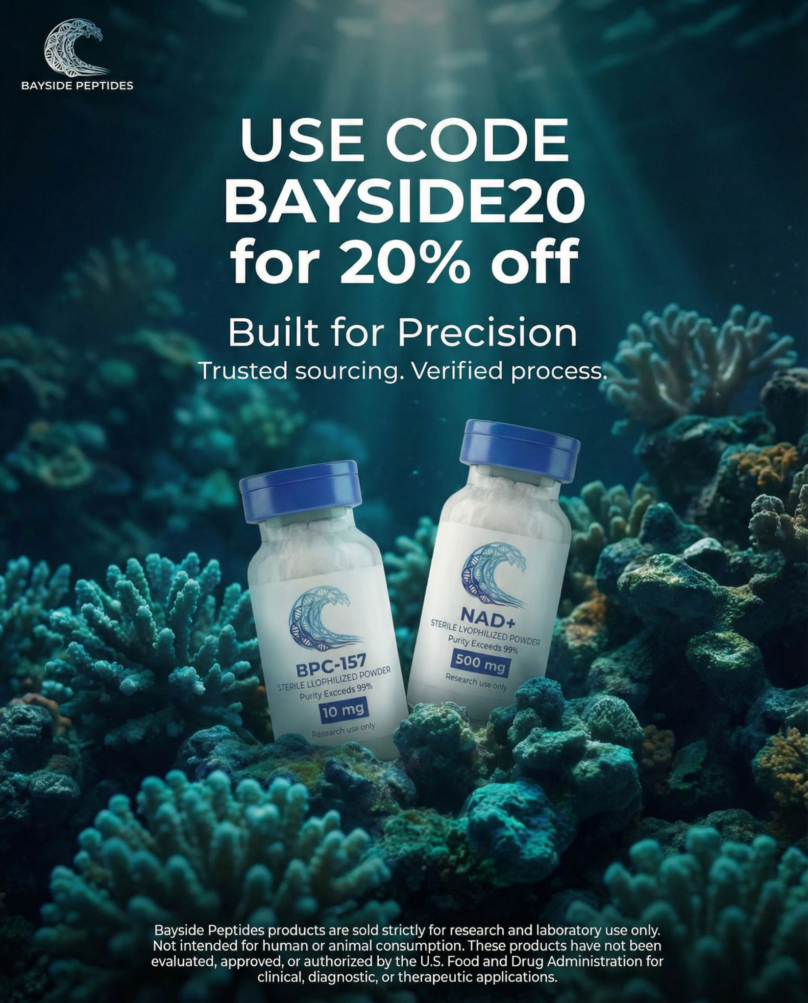 Bayside Peptides, LLC Facebook ad from Feb 15, 2026