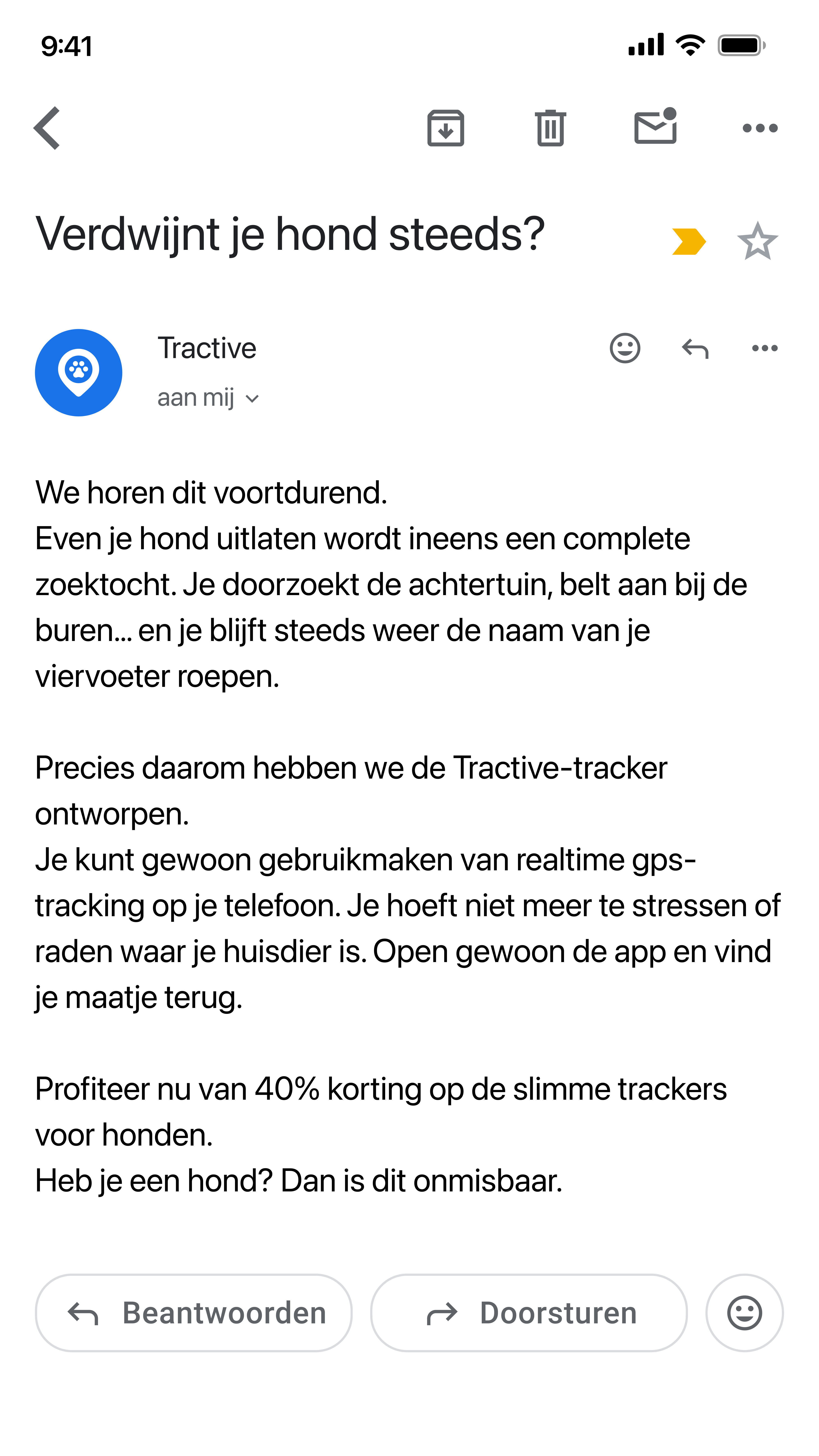 Tractive Facebook ad