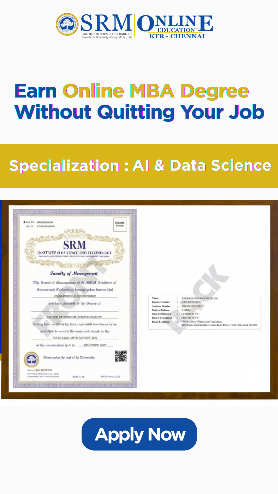 SRM Online Education Facebook ad