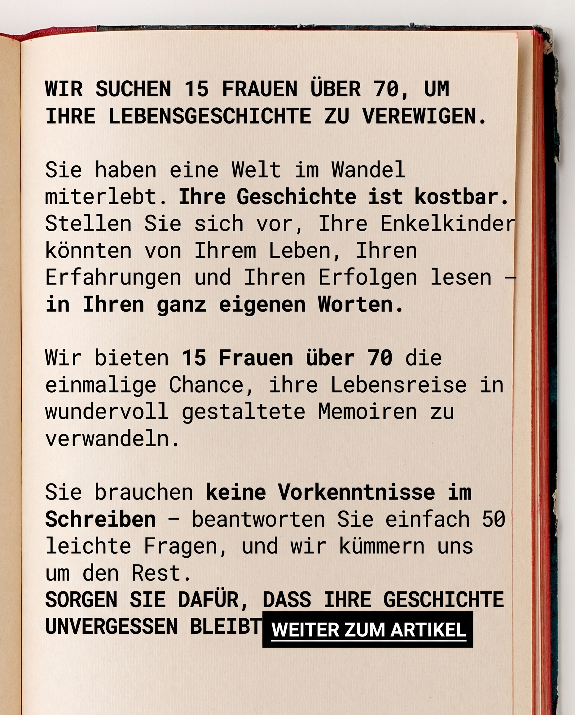 Memowrite Facebook ad