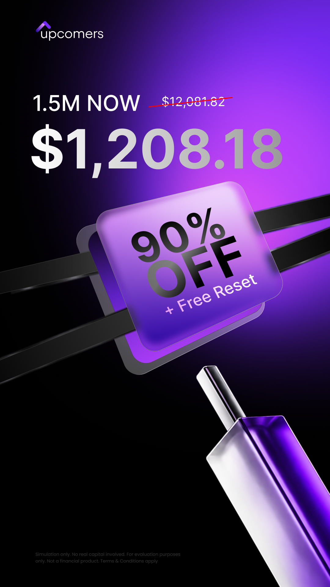 Upcomers.com Facebook ad: 90% OFF & 2 FREE