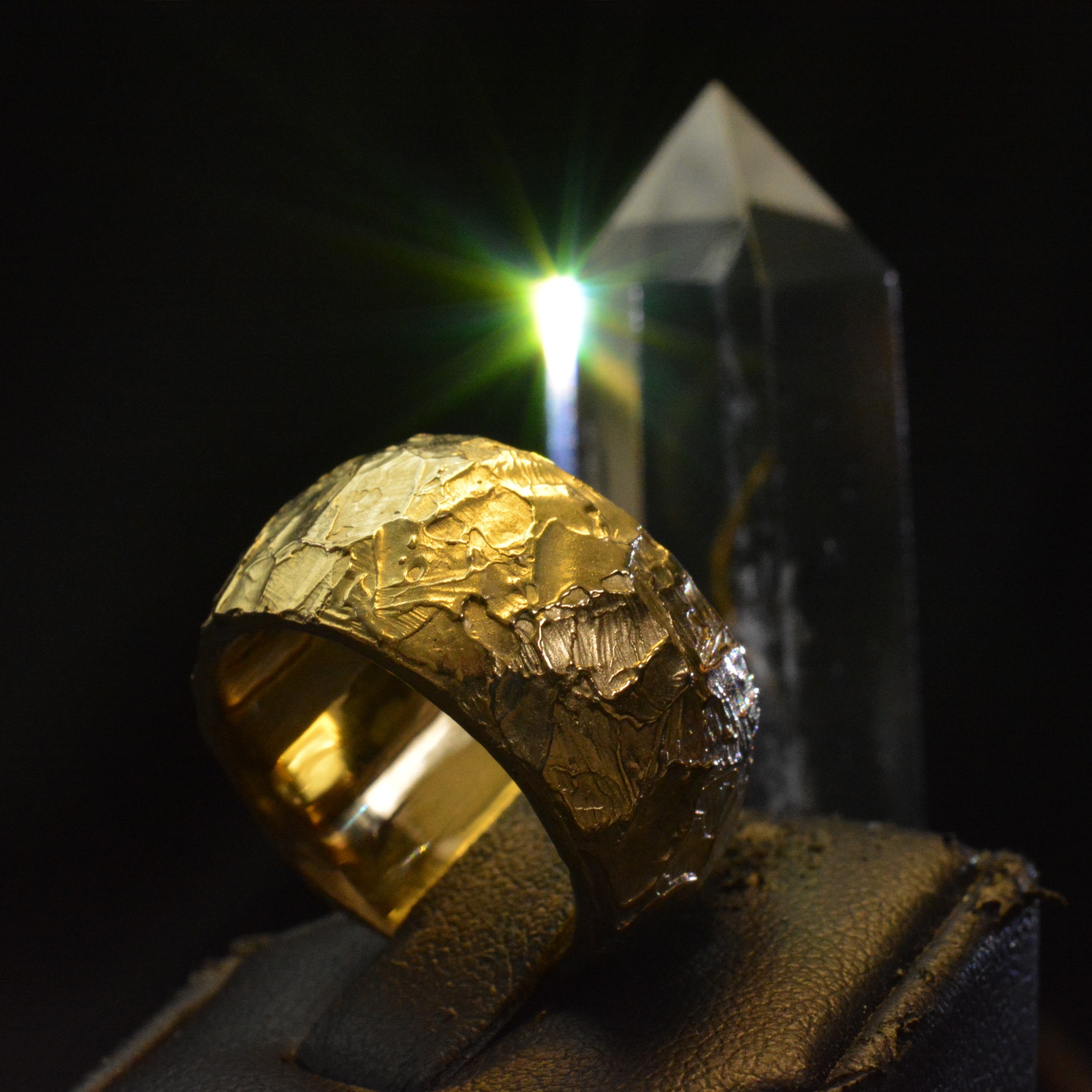 Into The Fire Jewelry Facebook ad: Stunning Hand Carved Wedding Bands & Jewelry