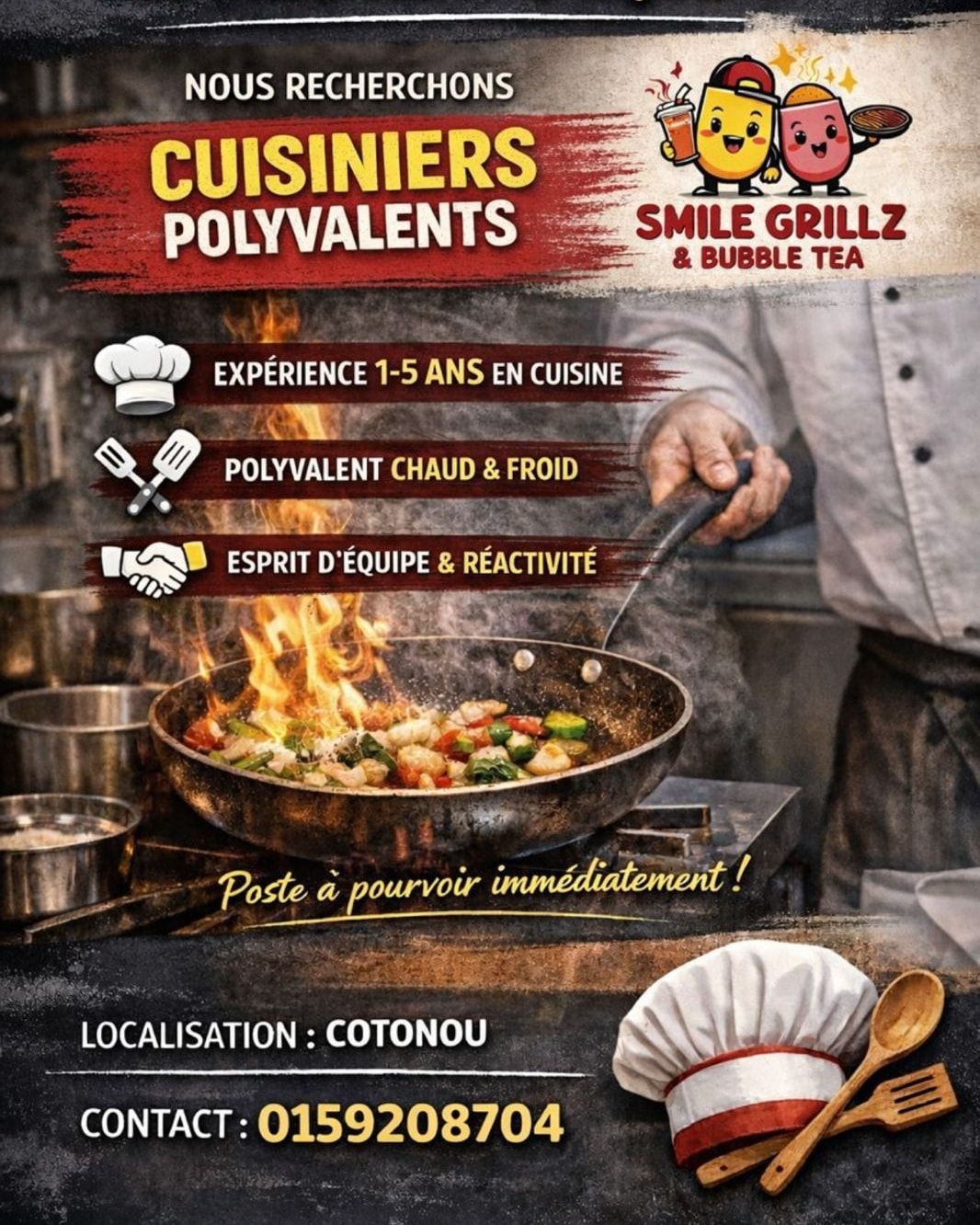 Smile Grillz & bubble tea Facebook ad: REJOINS NOTRE ÉQUIPE!