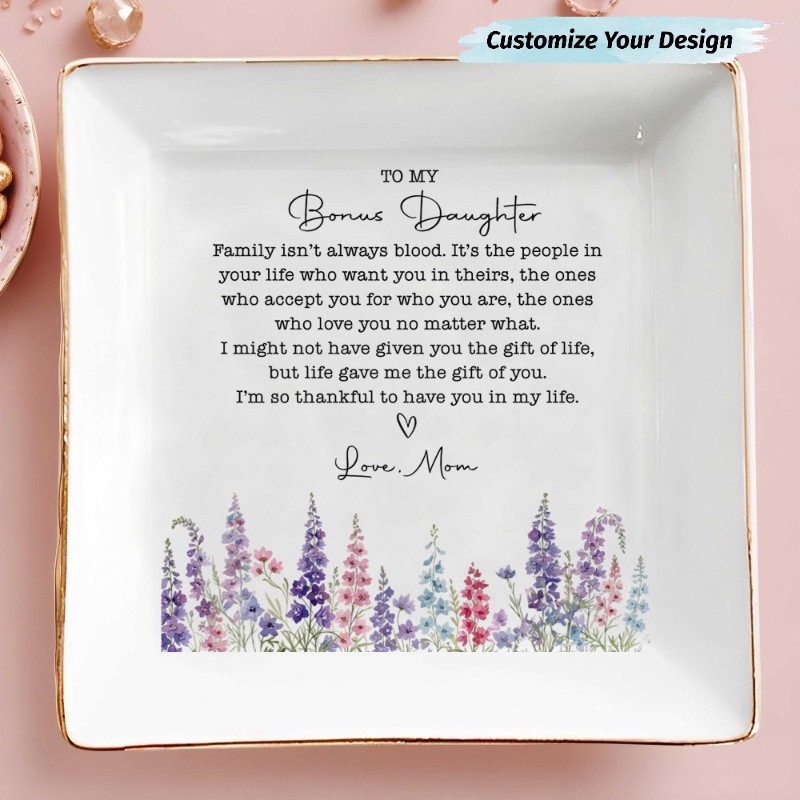Gifts For Family - AlmaGems.Com Facebook ad: To My Bonus Daughter: Custom Birth Month Flower Jewelry…