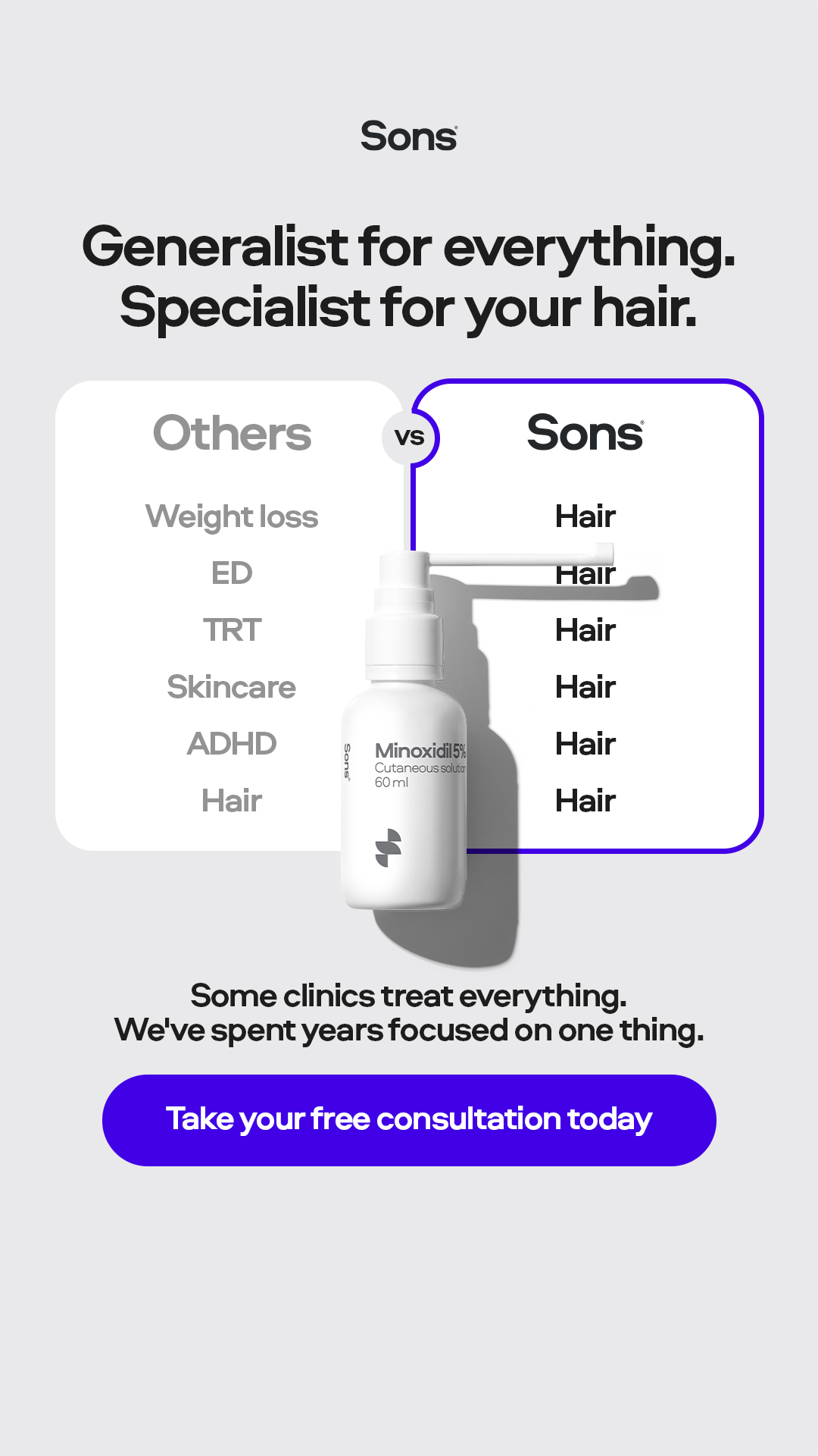 Sons Facebook ad: Your hairline. Your call.
