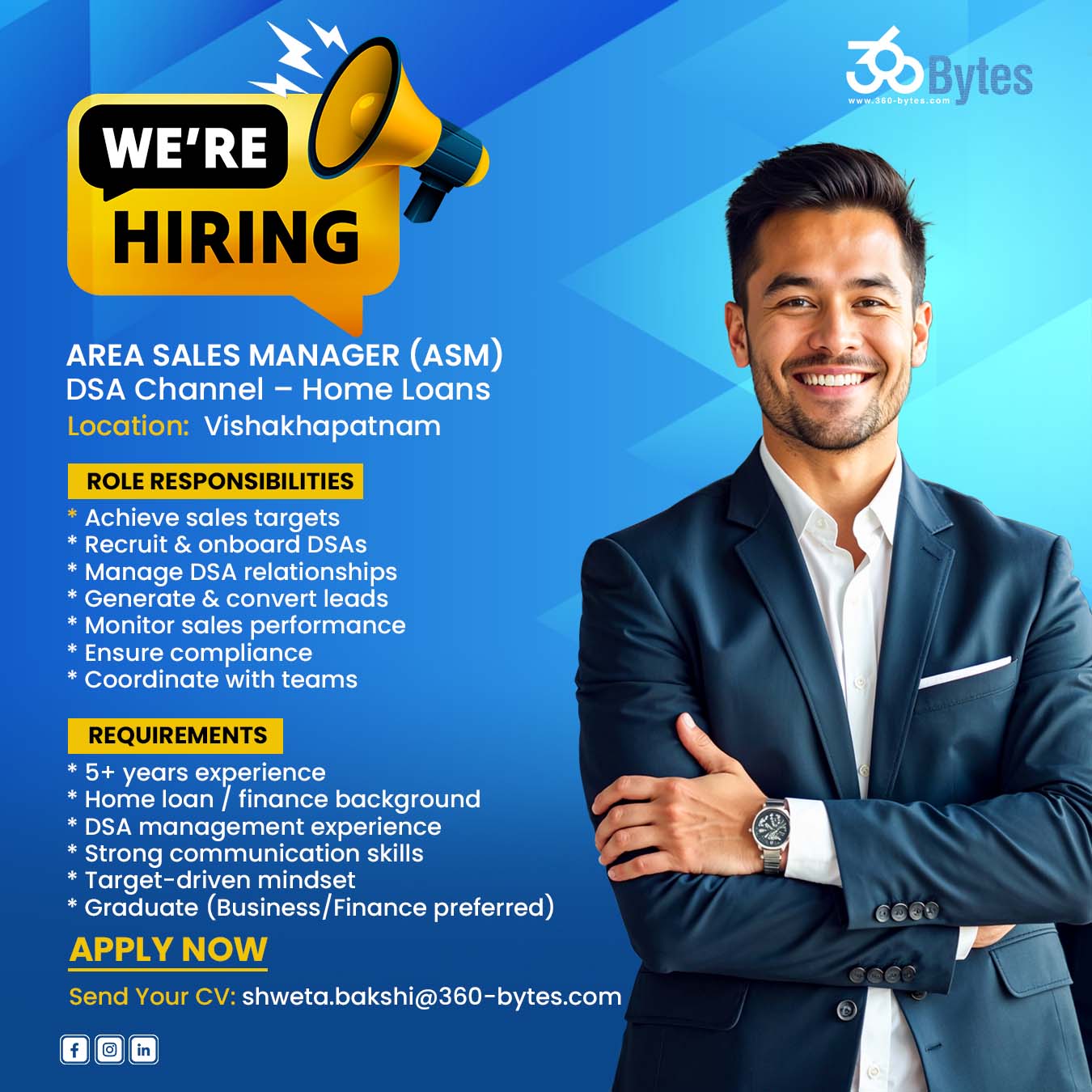 360 Bytes Facebook ad: Area Sales Manager