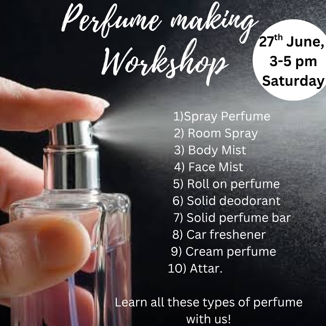 The skin book workshops Facebook ad: Perfume making live online session