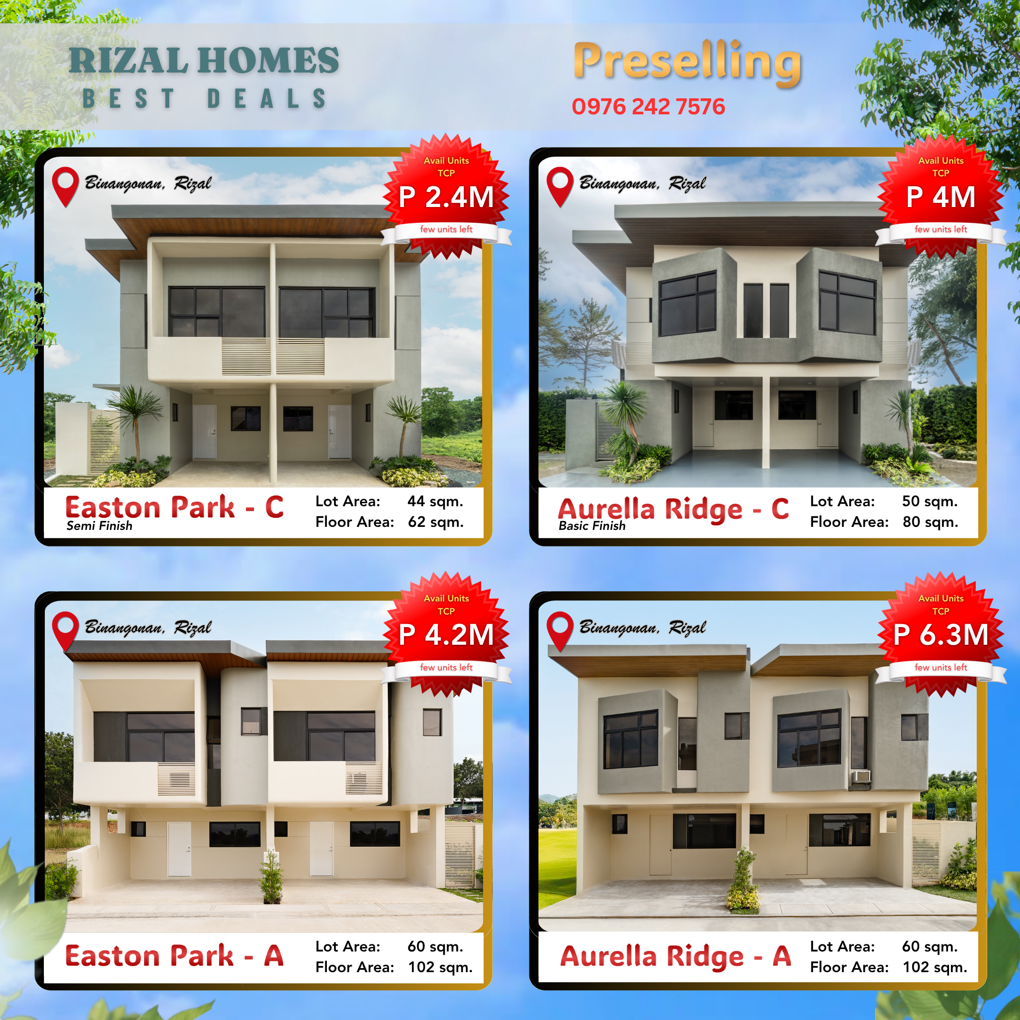 Rizal Homes Best Deals Facebook ad: RIZAL Premier H&L!