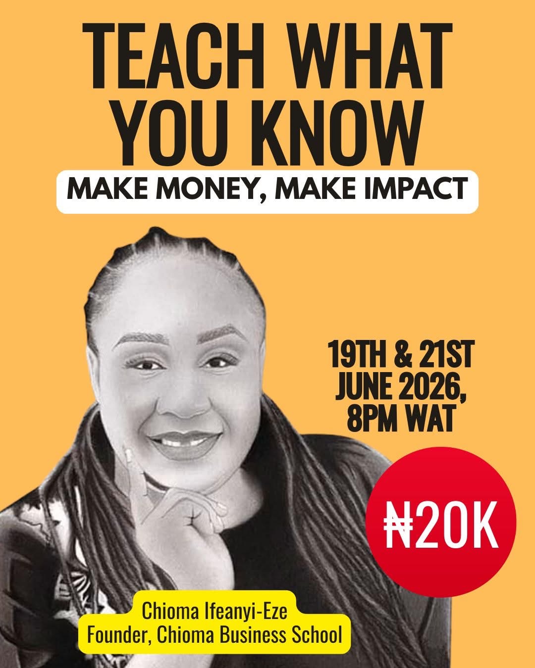 Chioma Business School Facebook ad: Make money from your knowledge using this (I will show you…
