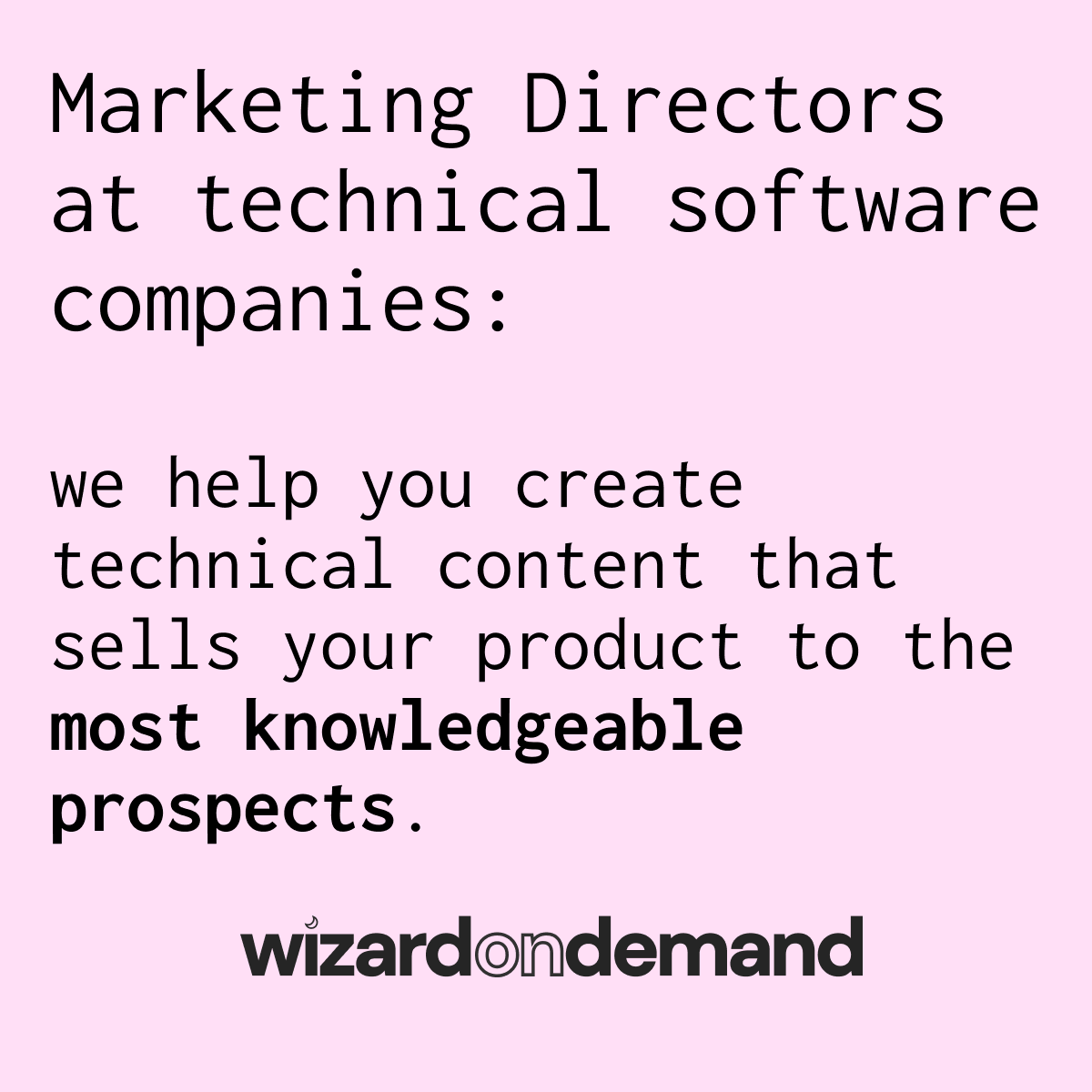 Wizard on Demand Facebook ad: Learn more about technical content marketing services